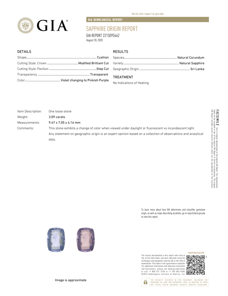 Image 2 for Platinum 3.09ct Lilac Purple Sapphire GIA Color Change No Heat Diamond Ring 4.2g, s5