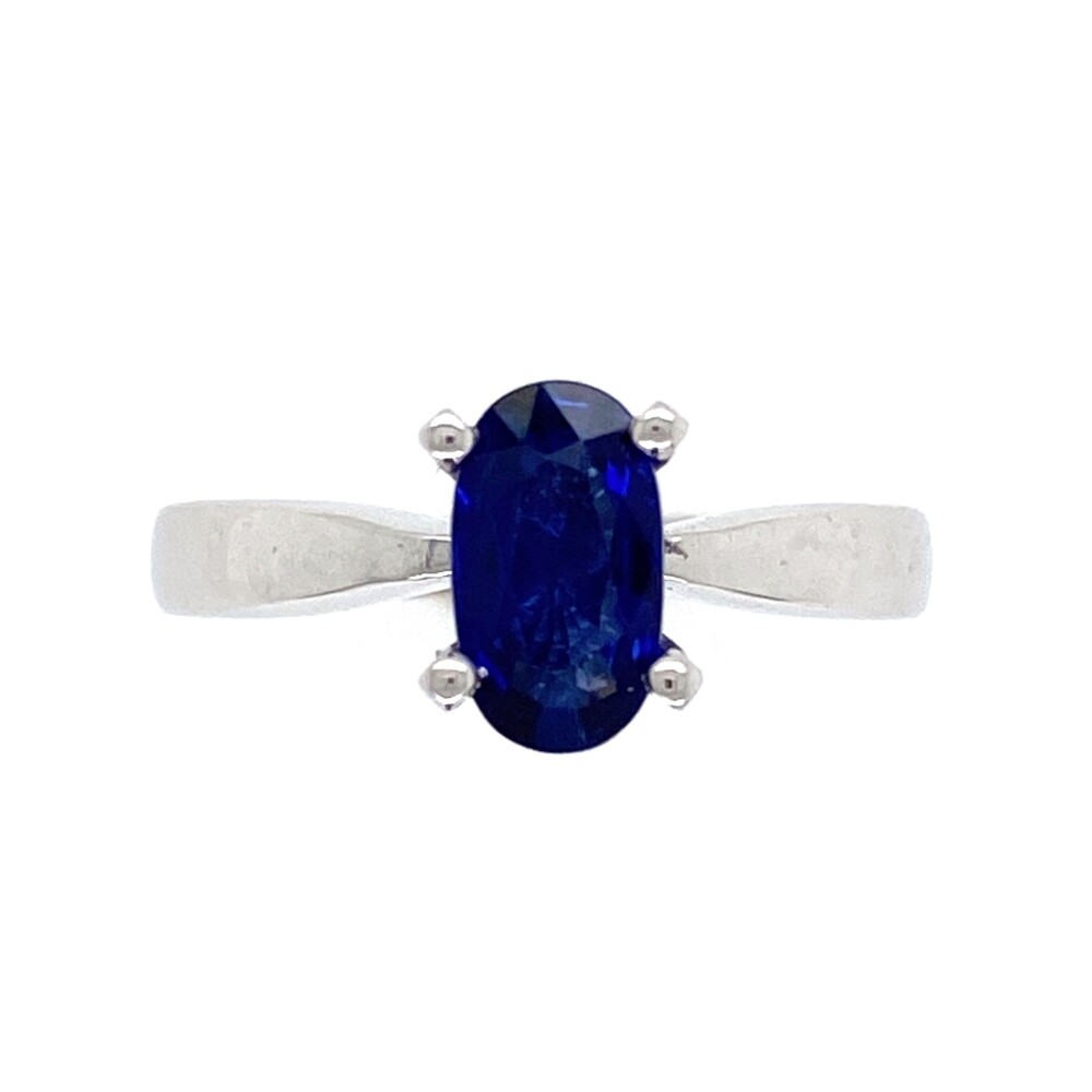 Classic and easy to wear! This is a great way to get some beautiful color in a simple solitaire ring. The center 1.11ct blue sapphire is a very long oval making it face much bigger than it weighs and helps keep the fingers looking slender!<div style="position: initial; margin: initial;"><span style="font-size: 16.8px; position: initial; margin: initial;"><a href="https://youtu.be/qOPbKR2rGF4" title="https://youtu.be/qOPbKR2rGF4" style="text-decoration: none; position: initial; margin: initial;">https://youtu.be/qOPbKR2rGF4</a></span><br style="position: initial; margin: initial;"></div><div style="position: initial; margin: initial;"><span style="font-size: 16.8px; position: initial; margin: initial;"><a href="https://youtu.be/DB7xpuYHXkg" title="https://youtu.be/DB7xpuYHXkg" style="text-decoration: none;">https://youtu.be/DB7xpuYHXkg</a></span><br style="position: initial; margin: initial;"></div> 14K WG 1.11ct Long Oval Blue Sapphire Solitaire Ring 3.4g, s6.25