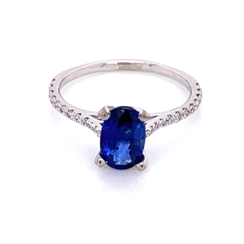 Image 2 for 14K WG 1.62ct Oval Sapphire & Pave Diamond Ring 2.5g, s6.5