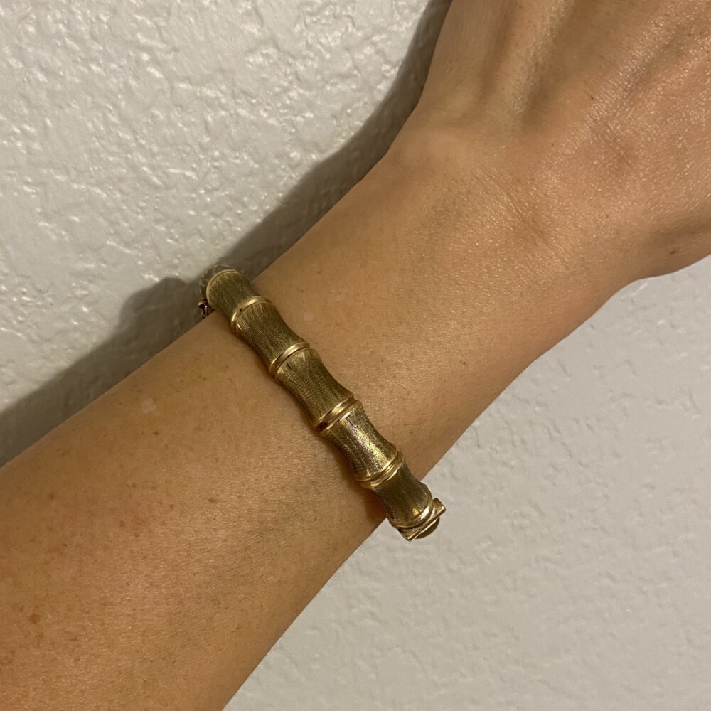 Image 2 for 9K YG Bamboo Gold Bangle English Hallmarks 13.1g