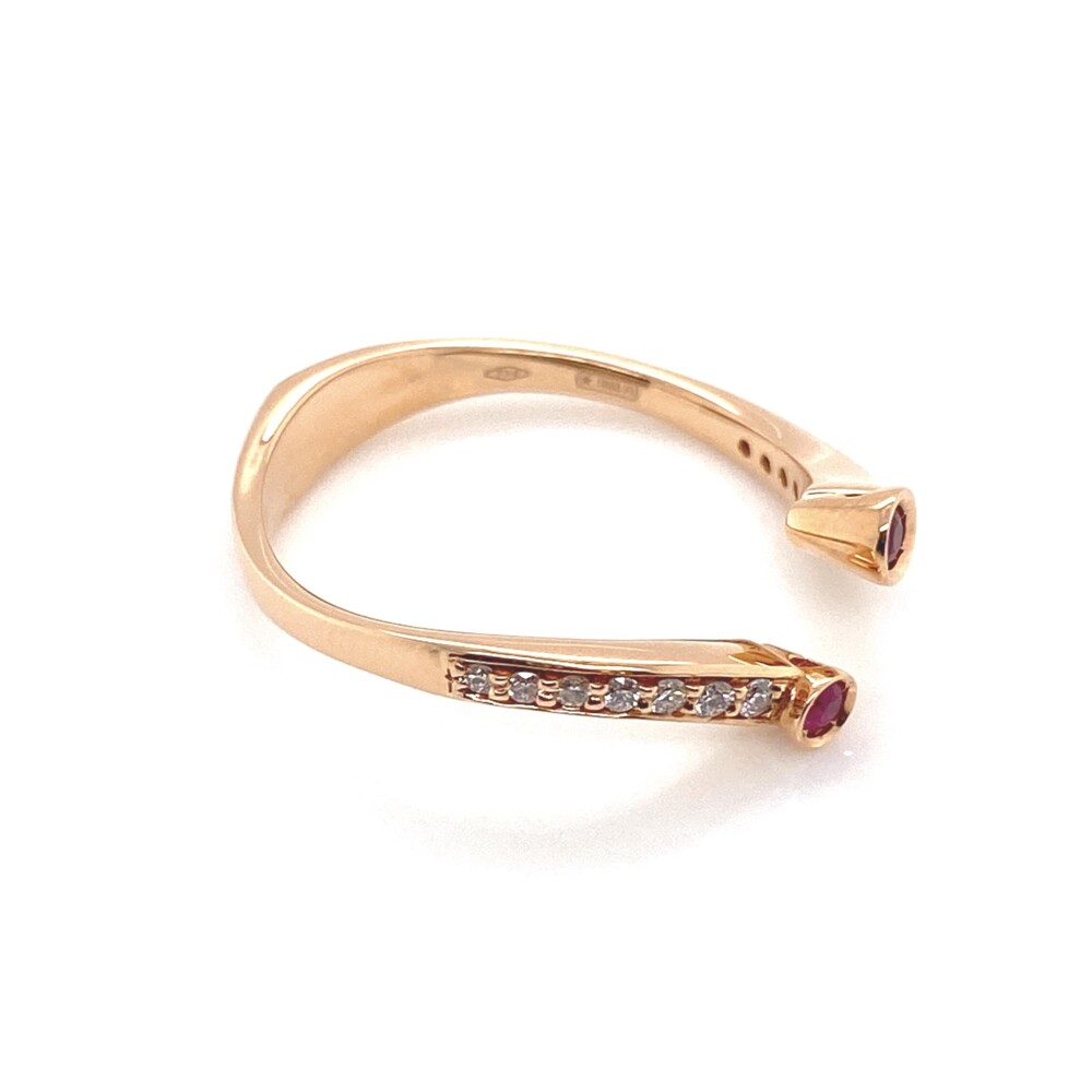 Image 2 for 18K RG Open Split .09tcw Ruby & .11tcw Diamond Ring 2.8g, s7.25