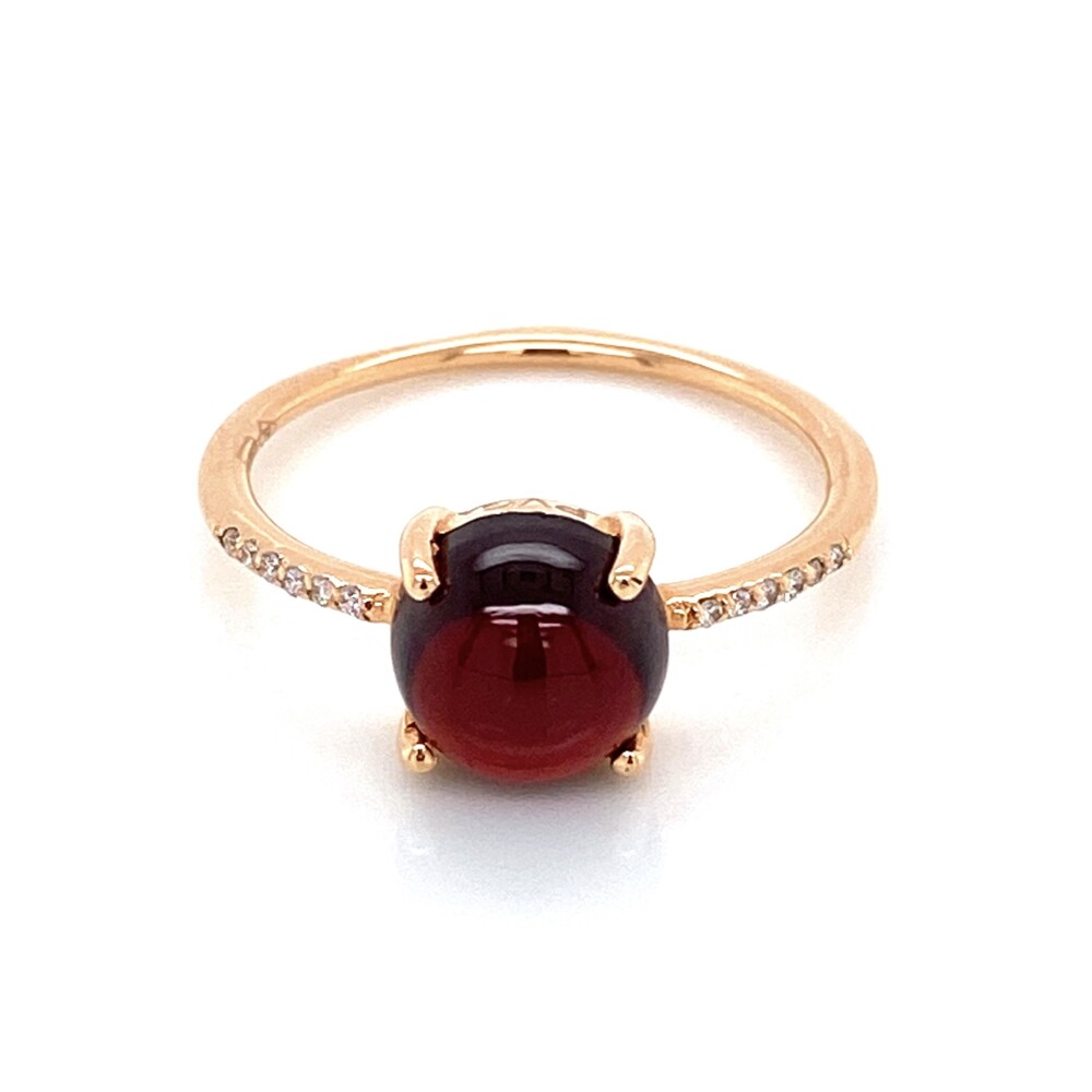 Image 2 for 18K RG 3.25ct Cabochon Garnet & .05tcw Diamond Ring 2.5g, s8