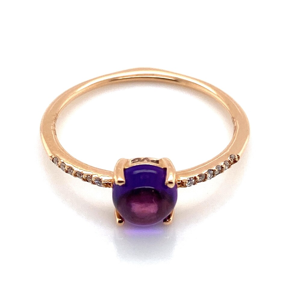 Image 2 for 18K RG 1ct Cabochon Amethyst & .05tcw Diamond Ring 1.8g, s8