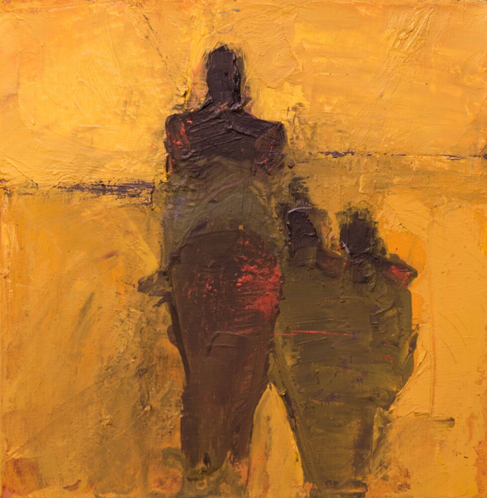 This oil on canvas wall art by contemporary figurative artist Cathy Hegman features a familiar, strange and enigmatic two-dimensional shape that integrates into and out of the background shapes. Faceless, diffused and dimly lit, Yellow Fashionista V is a pigmented push and pull of visual weight that seems to give the painting life without giving either a portrait or caricature of anyone thereby illuminating a common linkage and forming a metaphorical bond between the artist and the viewer. Yellow Fashionista V