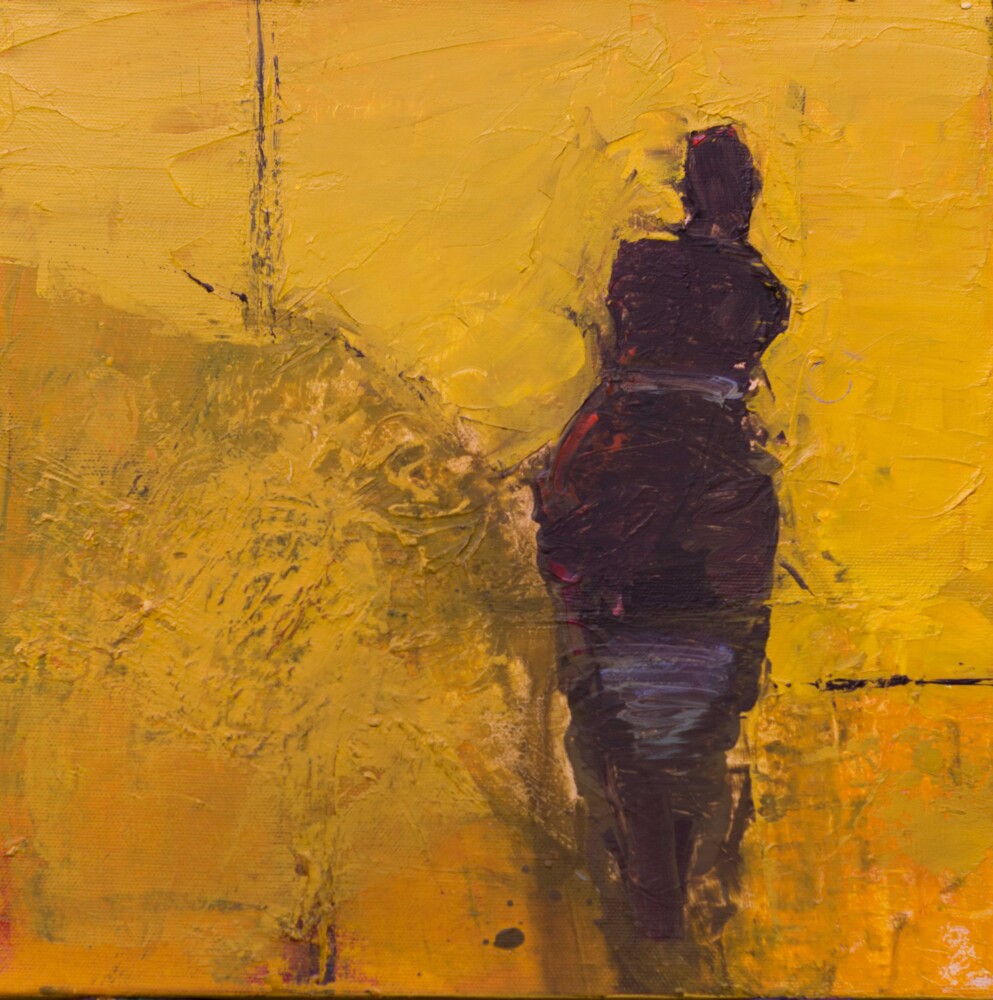 This oil on canvas wall art by contemporary figurative artist Cathy Hegman features a familiar, strange and enigmatic two-dimensional shape that integrates into and out of the background shapes. Faceless, diffused and dimly lit, Yellow Fashionista VI is a pigmented push and pull of visual weight that seems to give the painting life without giving either a portrait or caricature of anyone thereby illuminating a common linkage and forming a metaphorical bond between the artist and the viewer. Yellow Fashionista VI