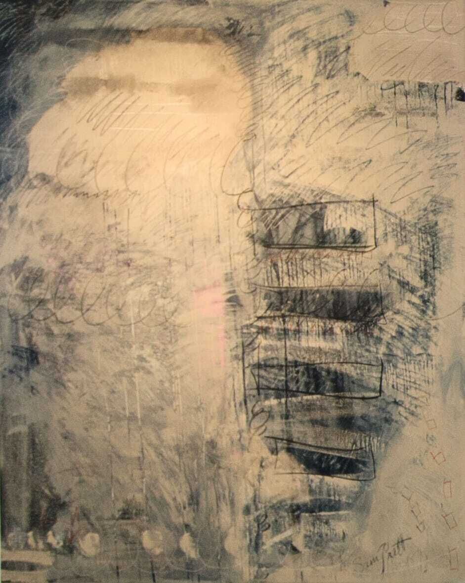 This contemporary abstract mixed media acrylic on canvas wall art by Sam Pratt can be felt as much as it can be seen. Gifted with Synesthesia, the artist used her inward “hearing” of art to create Awesome. Awesome