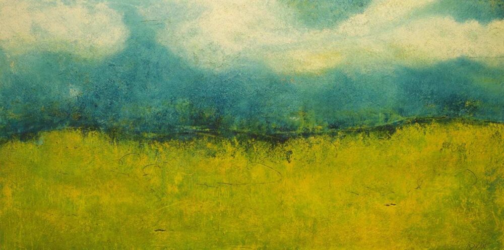 This graceful wall art by Rebecca Sobin is comprised of oil and cold wax on cradled panel. Even the Clouds Know My Name an abstract piece derived from the artist's internal landscape. Even Clouds Know My Name