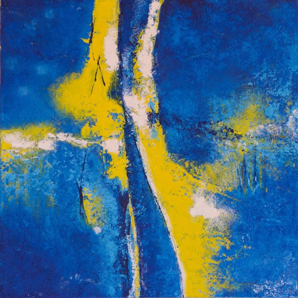 This elegant wall art by Rebecca Sobin is comprised of oil and cold wax on cradled panel. Let the Sunshine In is an abstract piece derived from the artist's internal landscape. Let The Sunshine In