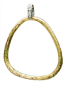 This truly amazing 19K yellow gold pendant brought to you by Aaron Henry Designs brings a remarkably unique beauty. It features a free form open olive branch design with 0.05 carat diamonds. Free Form Olive Branch Pendant