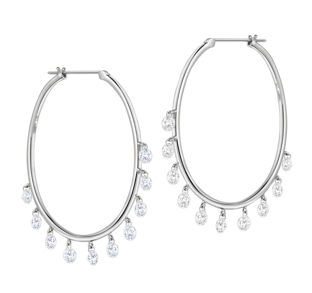 Image 2 for Oh My Jazz Oval Hoops Diamond Earrings