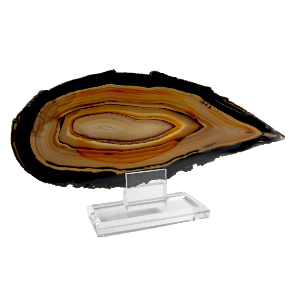 <span></span><span style="font-family: "EB Garamond";">Agate Slice On Acrylic Screw-in Stands With Black Edge And Rainbow Interior With Druze Pocket</span> Agate Slice On Acrylic Screw-in Stands With Black Edge And Rainbow Interior With Druze Pocket