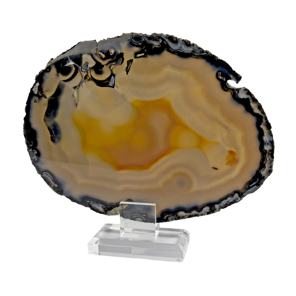 Image 2 for Agate Slice On Acrylic Screw-in Stand With Dark Edge And Lavendar Botrioydal Patterns