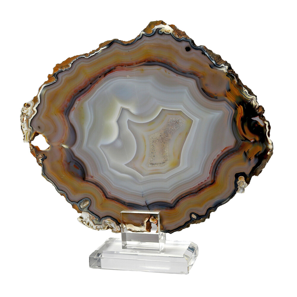 Image 2 for Agate Slice On Acrylic Screw-in Stand With Multi Colors And Fortified Patterns