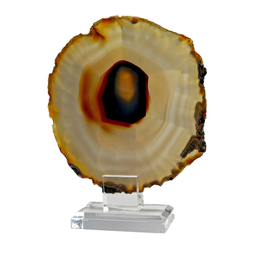 Image 2 for Agate Slice On Acrylic Screw-in Stand With Blue Center & Lavender & Caramel Tones