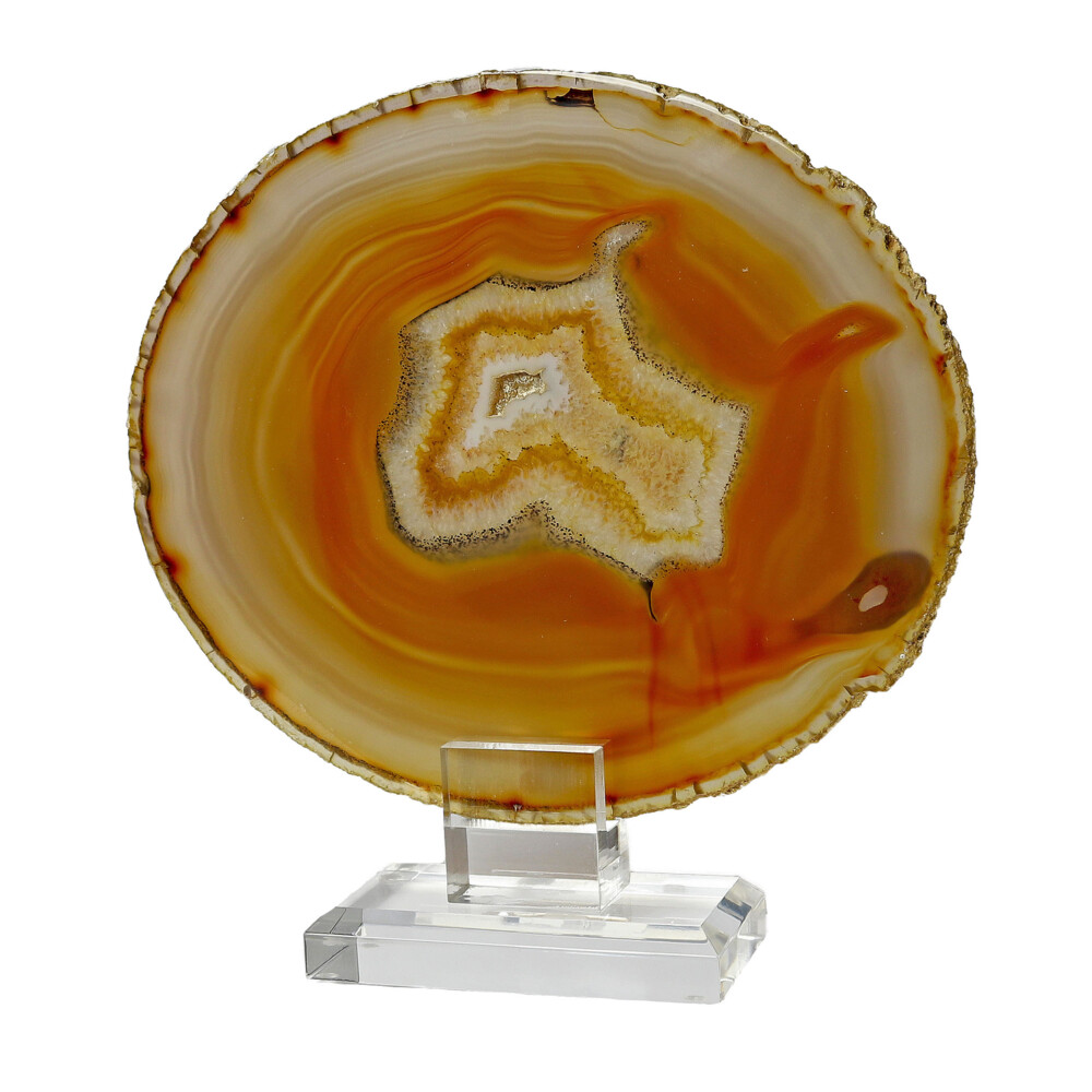 Image 2 for Agate Slice On Acrylic Screw-in Stand With Citrus Carnelian & Citrine Bands & Druze Pockets