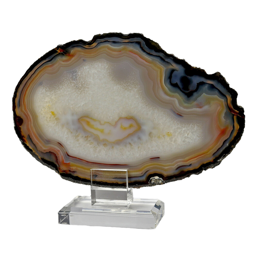 <span></span><span style="font-family: "EB Garamond";">Agate Slice On Acrylic Screw-in Stand With Colorful Heavy Banded Edge</span> Agate Slice on Acrylic Screw-in Stand with Colorful Densely Banded Edge
