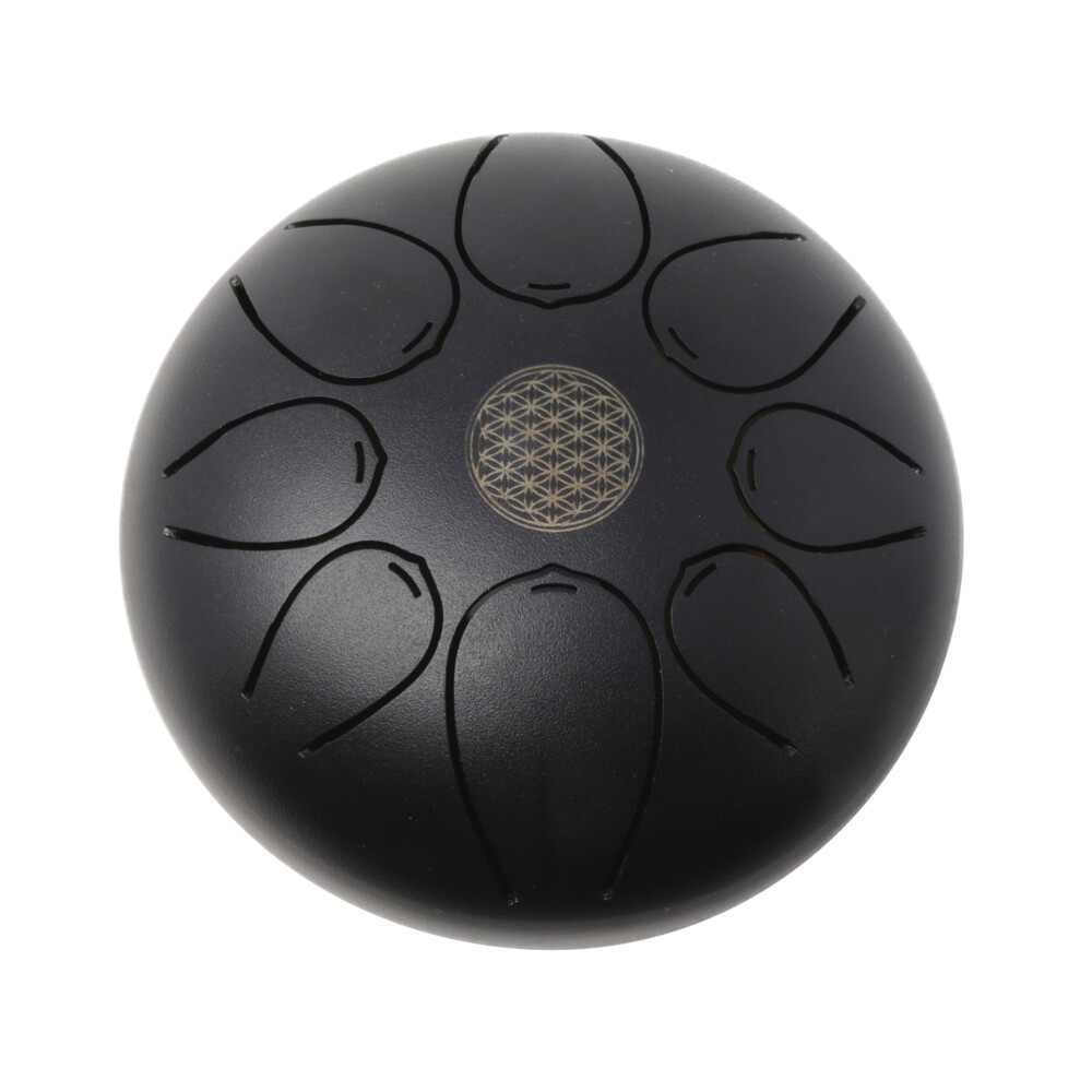 <div style="position: initial; margin: initial; font-family: "EB Garamond";"><font style="font-family: "EB Garamond";" size="4">This is our smallest tongue drum and great for beginners. This tongue drum is black with a matte finish making it strong yet subtle. Black is associated with power, mystery, strength, authority, elegance, formality, rebellion, and sophistication. Black is required for all other colors to have depth and variation of hue. Burnished into the center is a symbol called the flower of life. This is a perfect piece for your meditation space or living room. Since it comes with a travel bag, you can transport it anywhere to enjoy.</font></div><div style="position: initial; margin: initial; font-family: "EB Garamond";"><font style="font-family: "EB Garamond";" size="4">Where did they come from?</font></div><div style="position: initial; margin: initial; font-family: "EB Garamond";"><font style="font-family: "EB Garamond";" size="4">A form of tongue drums has been around for a very long time if considering the wooden versions created by the Aztecs known as log drum or tone drums. Another similar instrument is the Slit Drum of African origin. These were the early predecessors to the modern-day steel tongue drums. A steel tongue drum is a percussion instrument invented by Dennis Hayena in 2007. Created from a propane gas tank, the original steel tongue drum was called Hank Drum. This was inspired by the original Hang handpan, and the gas tank from which it was created. Dennis Havlena invented what we now know as the steel tongue drum, following inspiration from other creators.</font></div><div style="position: initial; margin: initial; font-family: "EB Garamond";"><font style="font-family: "EB Garamond";" size="4">Are they hard to play?</font></div><div style="position: initial; margin: initial; font-family: "EB Garamond";"><font style="font-family: "EB Garamond";" size="4">One of the great things about this invention is it does not require any particular skill to play it. Anyone who wants an easy to play intuitive instrument can learn to play a tongue drum. You do not need a musical background to get all the benefits from playing. There is no right or wrong way to play the tongue drum, just pick up your mallets and start by hitting the inside of the cutouts. The cutouts are in the shape of a tongue, hence the name, Tongue Drum. Almost immediately, you will feel your self getting sucked into the music and start to feel relaxed. Your mind goes into a meditative state where you can tune the world out for a while. You can also play with your fingers however, that takes a little more practice and some calluses. We carry finger sticks to save your hands from building up calluses. If you want to sound more enhanced, then stick with the mallets. They help in producing proper vibrations from the drum and musical scales.</font></div><div style="position: initial; margin: initial; font-family: "EB Garamond";"><font style="font-family: "EB Garamond";" size="4">Flower of life- </font></div><div style="position: initial; margin: initial; font-family: "EB Garamond";"><font style="font-family: "EB Garamond";" size="4">The meaning behind the flower of life symbol is that it is believed to represent the cycle of creation. It depicts how all life comes from on singular source, represented by the circle in the center of the pattern. There is believed to be a secret symbol hidden within the flower of life symbol, which is said to hold the most significant and sacred patterns of the universe. It is believed to be a sort of blueprint for all life, with the fundamental patterns for everything from atoms to planets and everything in between.</font></div><div style="position: initial; margin: initial; font-family: "EB Garamond";"><font style="font-family: "EB Garamond";" size="4">What is included? </font></div><div style="position: initial; margin: initial; font-family: "EB Garamond";"><font style="font-family: "EB Garamond";" size="4">You get the steel tongue drum, mallets, and a burlap bag to protect your investment and enjoy your drum anywhere. </font></div><div style="position: initial; margin: initial;"><br style="color: rgb(0, 0, 0); font-family: Calibri, "Segoe UI", Calibri, Thonburi, Arial, Verdana, sans-serif, "Mongolian Baiti", "Microsoft Yi Baiti", "Javanese Text"; font-size: 14.6667px; white-space: pre-wrap; position: initial; margin: initial;"></div> Steel Drum Mini -Black