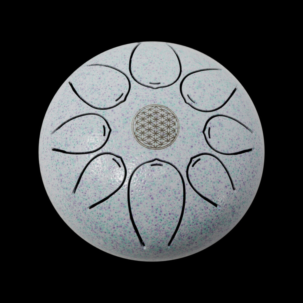 <div style="position: initial; margin: initial; font-family: "EB Garamond";"><font style="font-family: "EB Garamond";" size="4">This is our smallest tongue drum and great for beginners or just easy to travel with. This tongue drum is a bright white color with a flower of life symbol burnished into the center. The color white is considered to be the color of perfection, means safety, purity, and cleanliness</font></div><div style="position: initial; margin: initial; font-family: "EB Garamond";"><font style="font-family: "EB Garamond";" size="4">This is a perfect piece for your meditation space or living room. Since it comes with a travel bag, you can transport it anywhere to enjoy.</font></div><div style="position: initial; margin: initial; font-family: "EB Garamond";"><font style="font-family: "EB Garamond";" size="4">Where did they come from?</font></div><div style="position: initial; margin: initial; font-family: "EB Garamond";"><font style="font-family: "EB Garamond";" size="4">A form of tongue drums has been around for a very long time if considering the wooden versions created by the Aztecs known as log drum or tone drums. Another similar instrument is the Slit Drum of African origin. These were the early predecessors to the modern-day steel tongue drums. A steel tongue drum is a percussion instrument invented by Dennis Hayena in 2007. Created from a propane gas tank, the original steel tongue drum was called Hank Drum. This was inspired by the original Hang handpan, and the gas tank from which it was created. Dennis Havlena invented what we now know as the steel tongue drum, following inspiration from other creators.</font></div><div style="position: initial; margin: initial; font-family: "EB Garamond";"><font style="font-family: "EB Garamond";" size="4">Are they hard to play?</font></div><div style="position: initial; margin: initial; font-family: "EB Garamond";"><font style="font-family: "EB Garamond";" size="4">One of the great things about this invention is it does not require any particular skill to play it. Anyone who wants an easy to play intuitive instrument can learn to play a tongue drum. You do not need a musical background to get all the benefits from playing. There is no right or wrong way to play the tongue drum, just pick up your mallets and start by hitting the inside of the cutouts. The cutouts are in the shape of a tongue, hence the name, Tongue Drum. Almost immediately, you will feel your self getting sucked into the music and start to feel relaxed. Your mind goes into a meditative state where you can tune the world out for a while. You can also play with your fingers however, that takes a little more practice and some calluses. We carry finger sticks to save your hands from building up calluses. If you want to sound more enhanced, then stick with the mallets. They help in producing proper vibrations from the drum and musical scales.</font></div><div style="position: initial; margin: initial; font-family: "EB Garamond";"><font style="font-family: "EB Garamond";" size="4">Flower of life- </font></div><div style="position: initial; margin: initial; font-family: "EB Garamond";"><font style="font-family: "EB Garamond";" size="4">The meaning behind the flower of life symbol is that it is believed to represent the cycle of creation. It depicts how all life comes from on singular source, represented by the circle in the center of the pattern. There is believed to be a secret symbol hidden within the flower of life symbol, which is said to hold the most significant and sacred patterns of the universe. It is believed to be a sort of blueprint for all life, with the fundamental patterns for everything from atoms to planets and everything in between.</font></div><div style="position: initial; margin: initial; font-family: "EB Garamond";"><font style="font-family: "EB Garamond";" size="4">What is included? </font></div><div style="position: initial; margin: initial; font-family: "EB Garamond";"><font style="font-family: "EB Garamond";" size="4">You get the steel tongue drum, mallets, and a burlap bag to protect your investment and enjoy your drum anywhere. </font></div><div style="position: initial; margin: initial;"><br style="color: rgb(0, 0, 0); font-family: Calibri, "Segoe UI", Calibri, Thonburi, Arial, Verdana, sans-serif, "Mongolian Baiti", "Microsoft Yi Baiti", "Javanese Text"; font-size: 14.6667px; white-space: pre-wrap; position: initial; margin: initial;"></div> Steel Drum Mini -White