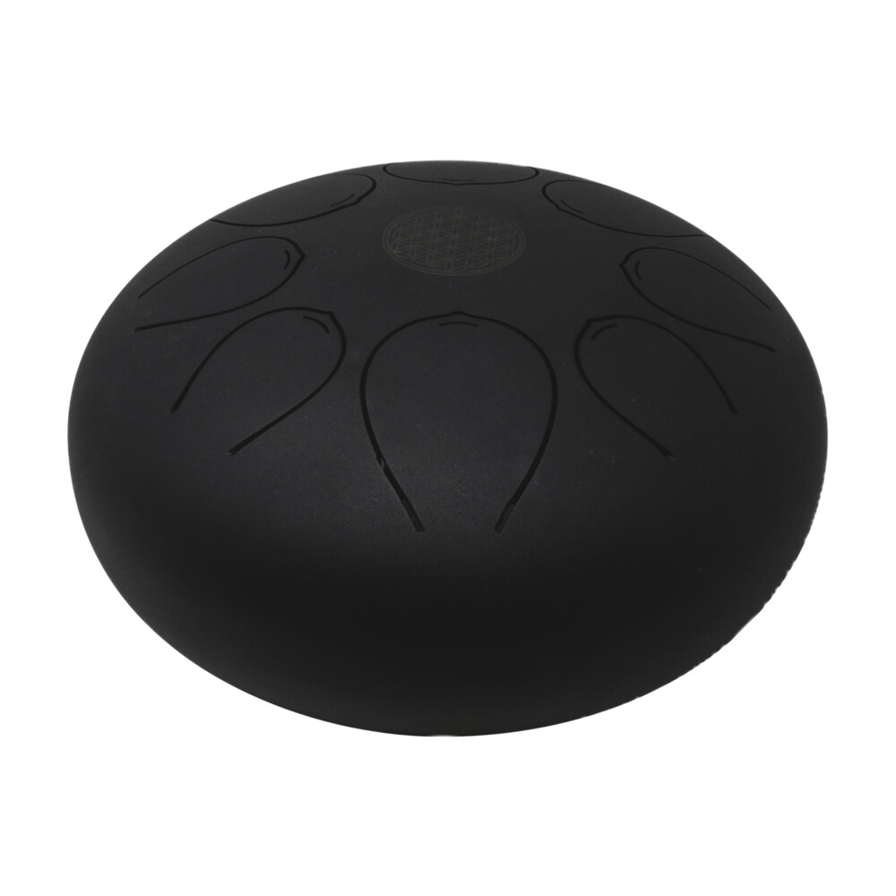 <div style="color: rgb(0, 0, 0); font-family: "EB Garamond"; white-space: pre-wrap; position: initial; margin: initial;"><font style="font-family: "EB Garamond";" size="4">This is our largest tongue drum and carries with it deep rich tones. This tongue drum is striking black color with a subtle matte finish. Burnished into the center is a symbol called the flower of life. This is a perfect piece for your meditation space or living room. Since it comes with a travel bag/backpack you can safely transport it to enjoy anywhere. </font></div><div style="color: rgb(0, 0, 0); font-family: "EB Garamond"; white-space: pre-wrap; position: initial; margin: initial;"><font style="font-family: "EB Garamond";" size="4">Where did they come from?</font></div><div style="color: rgb(0, 0, 0); font-family: "EB Garamond"; white-space: pre-wrap; position: initial; margin: initial;"><font style="font-family: "EB Garamond";" size="4">A form of tongue drums has been around for a very long time if considering the wooden versions created by the Aztecs known as log drum or tone drums. Another similar instrument is the Slit Drum of African origin. These were the early predecessors to the modern-day steel tongue drums. A steel tongue drum is a percussion instrument invented by Dennis Hayena in 2007. Created from a propane gas tank, the original steel tongue drum was called Hank Drum. This was inspired by the original Hang handpan, and the gas tank from which it was created. Dennis Havlena invented what we now know as the steel tongue drum, following inspiration from other creators.</font></div><div style="color: rgb(0, 0, 0); font-family: "EB Garamond"; white-space: pre-wrap; position: initial; margin: initial;"><font style="font-family: "EB Garamond";" size="4">Are they hard to play?</font></div><div style="color: rgb(0, 0, 0); font-family: "EB Garamond"; white-space: pre-wrap; position: initial; margin: initial;"><font style="font-family: "EB Garamond";" size="4">One of the great things about this invention is it does not require any particular skill to play it. Anyone who wants an easy to play intuitive instrument can learn to play a tongue drum. You do not need a musical background to get all the benefits from playing. There is no right or wrong way to play the tongue drum, just pick up your mallets and start by hitting the inside of the cutouts. The cutouts are in the shape of a tongue, hence the name, Tongue Drum. Almost immediately, you will feel your self getting sucked into the music and start to feel relaxed. Your mind goes into a meditative state where you can tune the world out for a while. You can also play with your fingers however, that takes a little more practice and some calluses. We carry finger sticks to save your hands from building up calluses. If you want to sound more enhanced, then stick with the mallets. They help in producing proper vibrations from the drum and musical scales.</font></div><div style="color: rgb(0, 0, 0); font-family: "EB Garamond"; white-space: pre-wrap; position: initial; margin: initial;"><font style="font-family: "EB Garamond";" size="4">Flower of life- </font></div><div style="color: rgb(0, 0, 0); font-family: "EB Garamond"; white-space: pre-wrap; position: initial; margin: initial;"><font style="font-family: "EB Garamond";" size="4">The meaning behind the flower of life symbol is that it is believed to represent the cycle of creation. It depicts how all life comes from on singular source, represented by the circle in the center of the pattern. There is believed to be a secret symbol hidden within the flower of life symbol, which is said to hold the most significant and sacred patterns of the universe. It is believed to be a sort of blueprint for all life, with the fundamental patterns for everything from atoms to planets and everything in between.</font></div><div style="color: rgb(0, 0, 0); font-family: "EB Garamond"; white-space: pre-wrap; position: initial; margin: initial;"><font style="font-family: "EB Garamond";" size="4">What is included? </font></div><div style="color: rgb(0, 0, 0); font-family: "EB Garamond"; white-space: pre-wrap; position: initial; margin: initial;"><font style="font-family: "EB Garamond";" size="4">You get the steel tongue drum, mallets, and a purple, padded and lined backpack/ bag to protect your investment and safely enjoy your drum anywhere. </font></div> 25cm Pentatonic Steel Singing Drum -Black Matte