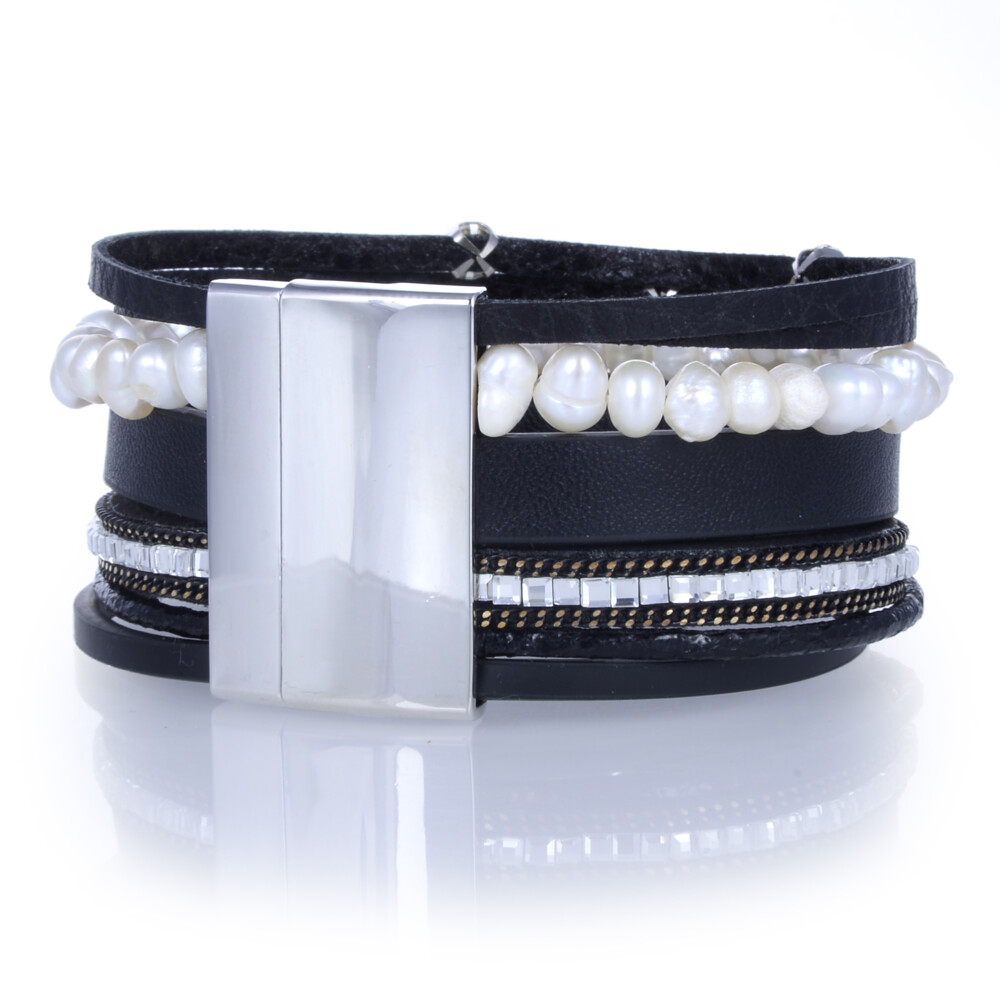 <span></span><span style="font-family: Quicksand;"><span style="font-family: "EB Garamond";"><font size="4">Tree Of Life Black Multi Wrap Bracelet With Pearl Strand.</font></span></span> Tree Of Life Black Multi Wrap Bracelet With Pearl Strand