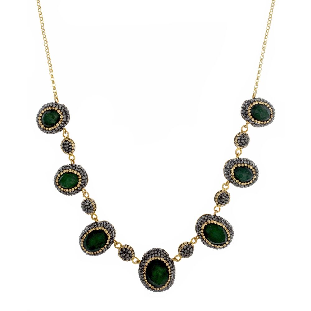 Emerald Necklace With Marcasite And Swarovski Crystals Emerald Necklace With Marcasite And Swarovski Crystals