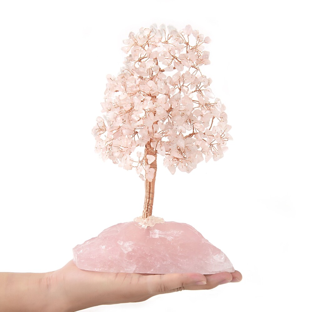 Image 2 for Rose Quartz Beaded Tree On Quartz Base