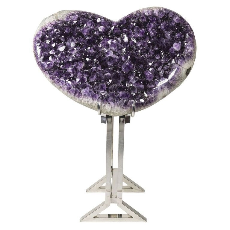 <font size="4"><font style="font-family: "EB Garamond";"><span style="font-family: "EB Garamond";"><font style="font-family: "EB Garamond";">This Stunning Amethyst Geode Heart on C</font></span></font><span style="font-family: "EB Garamond";">ustom Floor Stand offers no better way to say <i style="font-family: "EB Garamond";">I LOVE YOU!</i> Gem Quality Amethyst Impeccably Carved into this Gorgeous heart shape sits upon a Custom Chrome-Finished Stand.</span></font> Amethyst Heart on Custom Stand
