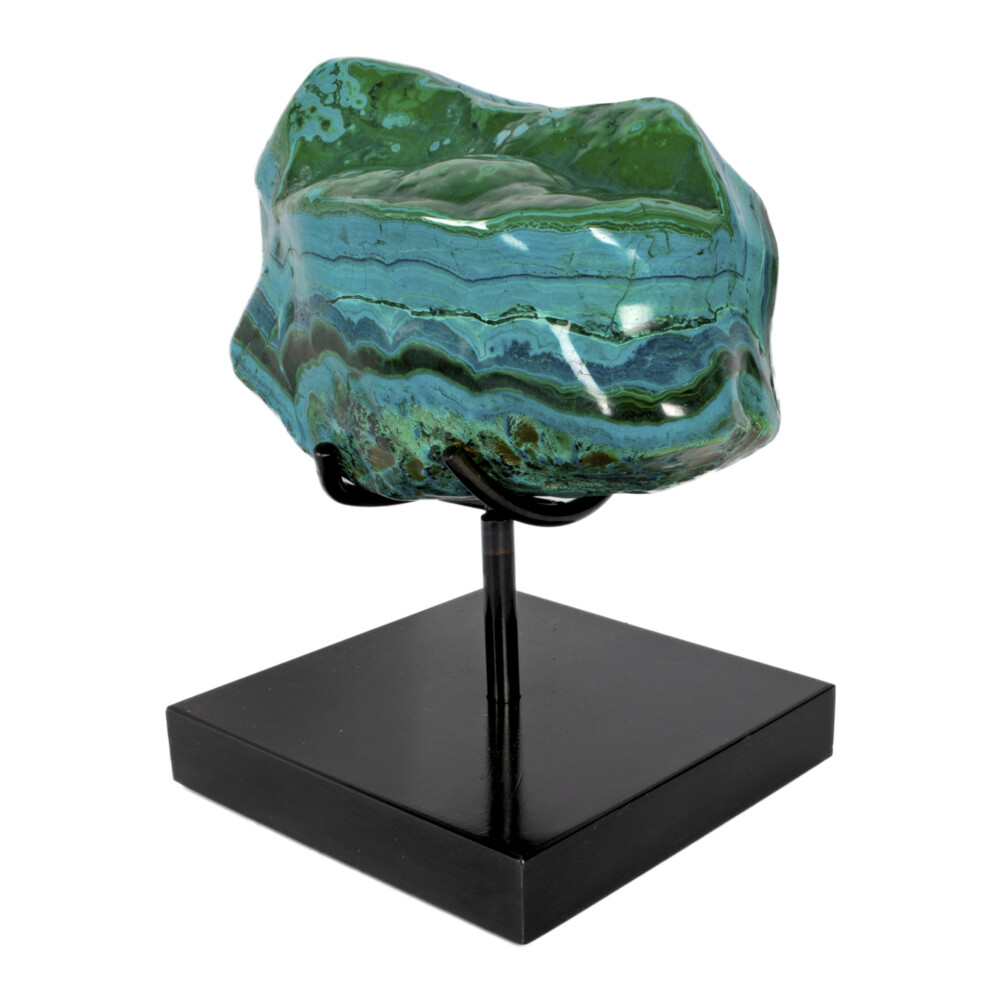 Chrysocolla & Malachite On Custom Stand -Horizonal Banding Chrysocolla & Malachite On Custom Stand -Horizonal Banding