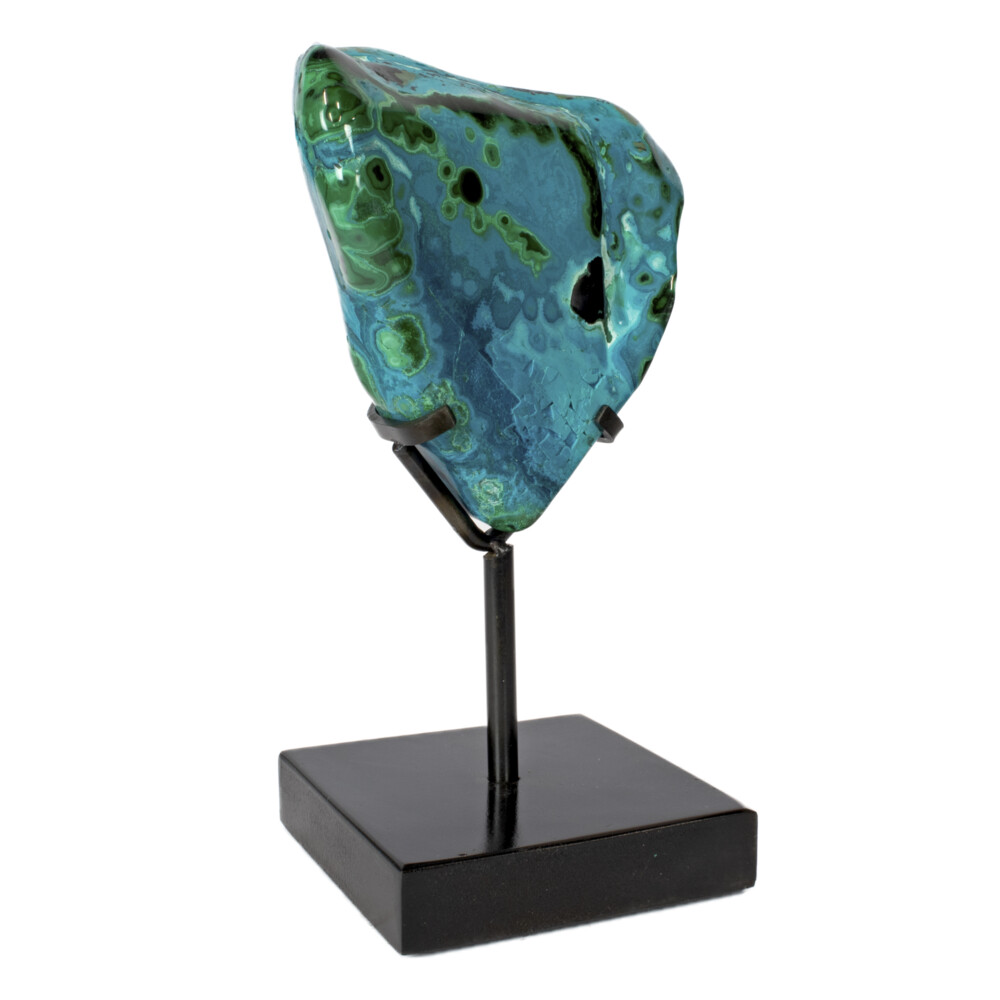 Image 2 for Chrysocolla Malachite On Custom Stand -Polished With Solid Left Side