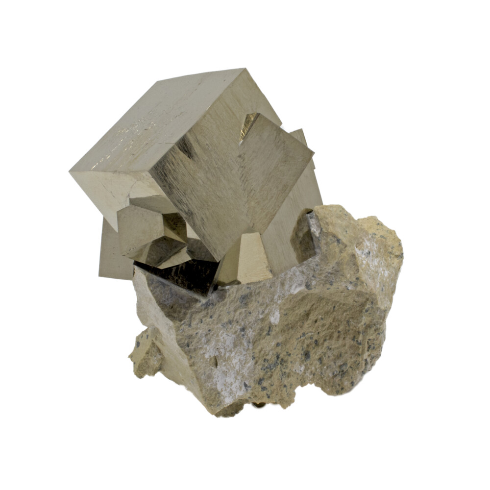 Image 2 for Cubic Pyrite Cluster With Bonded Crystal