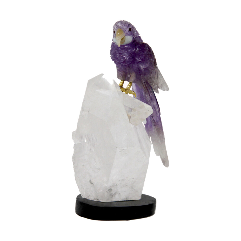 Image 2 for Amethyst Macaw On Quartz Point Cluster #D028
