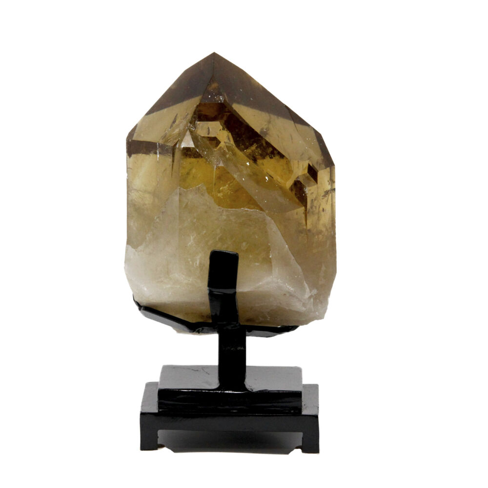 <span></span><span style="font-family: Arial;"><span style="font-family: Quicksand;"><font size="4">Knock-out natural citrine point on a prong-style black fitted metal stand. This natural citrine point is truly one of natures finest examples of beauty. Whether on a shelf, table, or pedestal, this massive natural citrine point on black fitted stand will call to be on center stage.</font></span></span> Natural Citrine Point On Black Fitted Stand