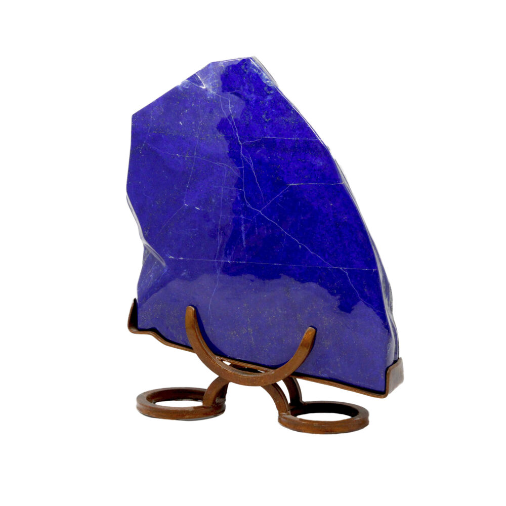 <span></span><span style="font-family: Arial;"><span style="font-family: Quicksand;"><font size="4"><span style="font-family: "EB Garamond";"><font size="4">Breathtaking Hand-Polished Lapis Lazuli from Afghanistan. This Incredible, Large, Polished Specimen of Lapis Lazuli sits Cradled in a Custom Designed Metal Stand. The vibrant shade of blue in this lapis lazuli will turn heads. The size and quality of the lapis lazuli is mineral collector worthy.</font></span></font></span></span> Lapis Lazuli Polished In Custom Horseshoe Stand