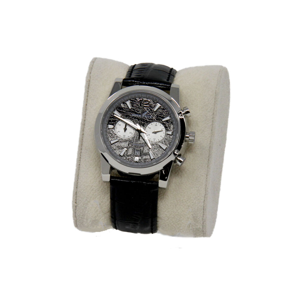 Over 100,000 years ago a handful of Muonionalusta Meteorites impacted the earth. Pieces of this meteorite are still being found today. This classic design with a contemporary twist; this Muonionalusta Meteorite watch will fast become your every day wear. This beautiful Miyota with Chronograph and rhodium finish is the perfect gift for any special person or special occasion. Muonionalusta Meteorite Watch -Rhodium with Miyota & Chronograph