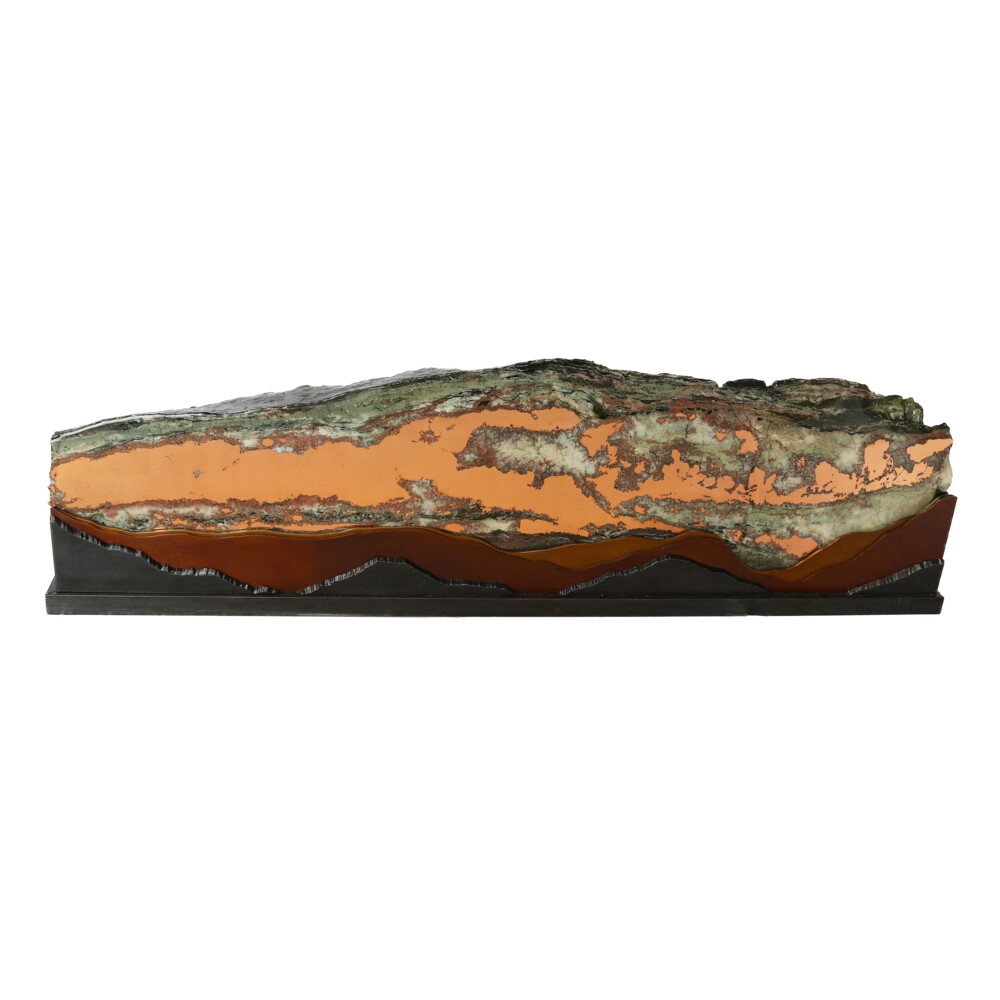 Image 2 for Native Michigan Copper Vein End Cut On Custom Horizontal Mountain Stand