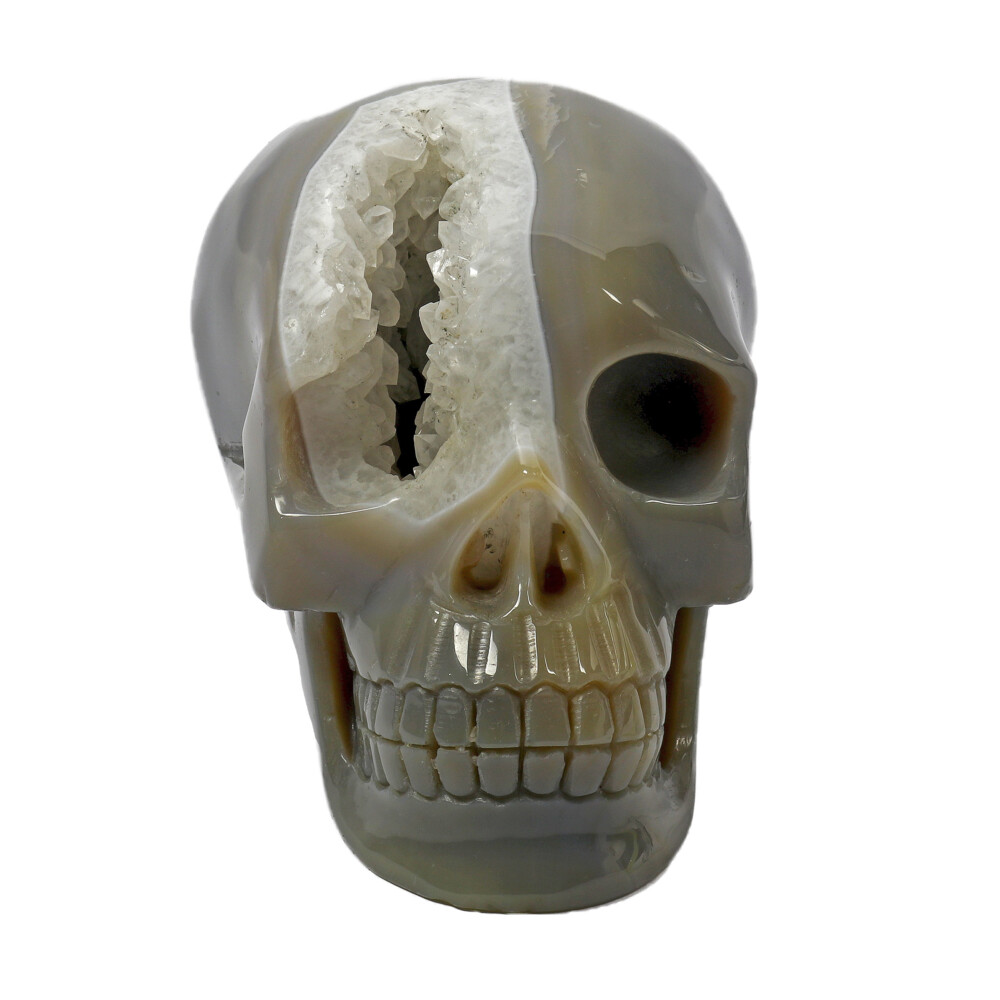 Image 2 for Agate Geode Skull Carving With Druze