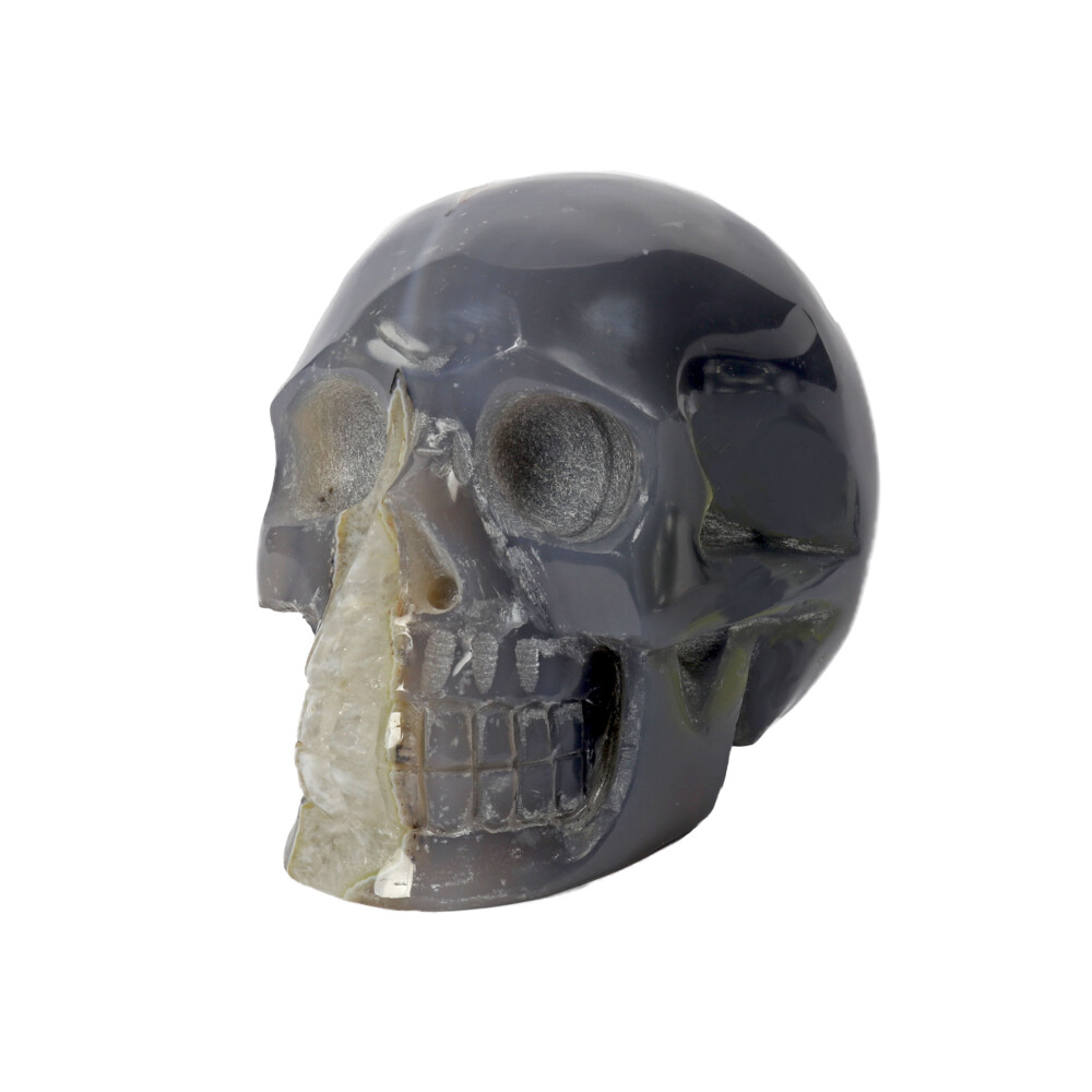 Image 2 for Agate Geode Skull Carving With Druze