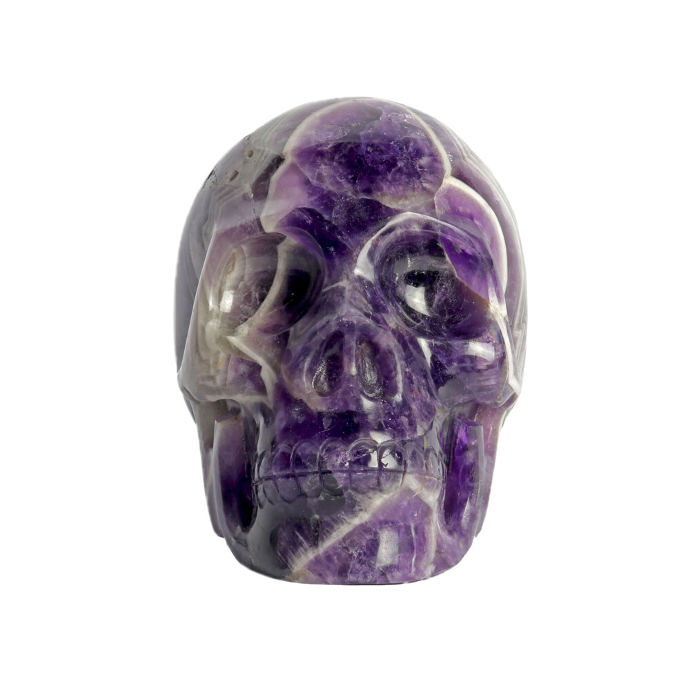 <span style="position: initial; margin: initial;"></span><span style="font-family: "EB Garamond"; position: initial; margin: initial;"><font size="4">Chevron Amethyst Skull Medium.</font></span><div style="position: initial; margin: initial; font-family: "EB Garamond";"><span style="font-family: "EB Garamond"; position: initial; margin: initial;"><font size="4"><span style="color: rgb(32, 33, 36); font-family: "EB Garamond"; position: initial; margin: initial;">Chevron Amethyst</span><span style="color: rgb(32, 33, 36); font-family: "EB Garamond"; position: initial; margin: initial;"> is a combination of </span><span style="color: rgb(32, 33, 36); font-family: "EB Garamond"; position: initial; margin: initial;">Amethyst</span><span style="color: rgb(32, 33, 36); font-family: "EB Garamond"; position: initial; margin: initial;"> and White Quartz, mixed together in a V-striped or </span><span style="color: rgb(32, 33, 36); font-family: "EB Garamond"; position: initial; margin: initial;">banded</span><span style="color: rgb(32, 33, 36); font-family: "EB Garamond"; position: initial; margin: initial;"> pattern. </span><span style="color: rgb(32, 33, 36); font-family: "EB Garamond"; position: initial; margin: initial;">Chevron Amethyst</span><span style="color: rgb(32, 33, 36); font-family: "EB Garamond"; position: initial; margin: initial;"> combines the strengthening and enhancing qualities of Quartz with the stress relieving qualities of </span><span style="color: rgb(32, 33, 36); font-family: "EB Garamond"; position: initial; margin: initial;">Amethyst</span><span style="color: rgb(32, 33, 36); font-family: "EB Garamond"; position: initial; margin: initial;">.</span></font><br style="position: initial; margin: initial;"></span></div> Chevron Amethyst Skull Medium