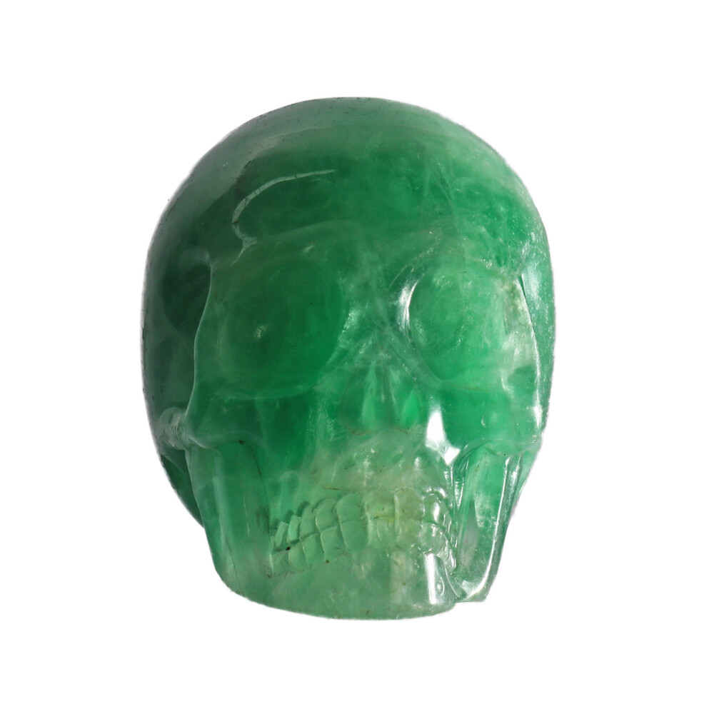 <span style="position: initial; margin: initial;"></span><span style="font-family: "EB Garamond"; position: initial; margin: initial;">Fluorite Skull Small.</span><div style="position: initial; margin: initial;"><p style="margin: initial; font-variant-numeric: normal; font-variant-east-asian: normal; font-stretch: normal; line-height: normal; font-family: "EB Garamond"; color: rgb(0, 0, 0); position: initial;"><span style="position: initial; margin: initial; font-family: "EB Garamond";"><font size="4">Natural Fluorite </font></span><span style="font-size: 1.2rem;">also known as </span><span style="font-size: 1.2rem;">Fluorspar.</span></p><p style="margin: initial; font-variant-numeric: normal; font-variant-east-asian: normal; font-stretch: normal; line-height: normal; font-family: "EB Garamond"; color: rgb(0, 0, 0); position: initial;"><span style="font-size: 1.2rem;">Fluorite is a mineral form of</span></p><p style="margin: initial; font-variant-numeric: normal; font-variant-east-asian: normal; font-stretch: normal; line-height: normal; font-family: "EB Garamond"; color: rgb(0, 0, 0); position: initial;"><font size="4">calcium fluoride. It crystallizes in isometric cubic habit, and is a colorful</font></p><p style="margin: initial; font-variant-numeric: normal; font-variant-east-asian: normal; font-stretch: normal; line-height: normal; font-family: "EB Garamond"; color: rgb(0, 0, 0); position: initial;"><font size="4">mineral both in visible and ultraviolet light. Fluorescence involves the</font></p><p style="margin: initial; font-variant-numeric: normal; font-variant-east-asian: normal; font-stretch: normal; line-height: normal; font-family: "EB Garamond"; color: rgb(0, 0, 0); position: initial;"><font size="4">elevation of electron energy levels by quanta of ultraviolet light, followed</font></p><p style="margin: initial; font-variant-numeric: normal; font-variant-east-asian: normal; font-stretch: normal; line-height: normal; font-family: "EB Garamond"; color: rgb(0, 0, 0); position: initial;"><font size="4">by the progressive falling back of the electrons into their previous energy</font></p><p style="margin: initial; font-variant-numeric: normal; font-variant-east-asian: normal; font-stretch: normal; line-height: normal; font-family: "EB Garamond"; color: rgb(0, 0, 0); position: initial;"><font size="4">state, releasing quanta of visible light in the process. Fluorite heightens</font></p><p style="margin: initial; font-variant-numeric: normal; font-variant-east-asian: normal; font-stretch: normal; line-height: normal; font-family: "EB Garamond"; color: rgb(0, 0, 0); position: initial;"><font size="4">mental abilities, assisting in rapid organization and the processing of</font></p><p style="font-variant-numeric: normal; font-variant-east-asian: normal; font-stretch: normal; line-height: normal; font-family: "EB Garamond"; color: rgb(0, 0, 0); position: initial; margin: initial;"><font size="4">information, and can also bring mental clarity and stability.</font></p></div> Fluorite Skull Small