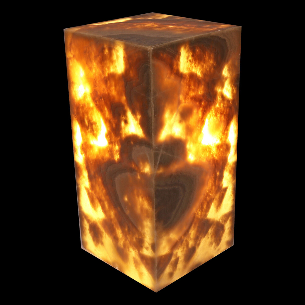 <span style="position: initial; margin: initial;"></span><span style="font-family: "EB Garamond"; position: initial; margin: initial;">Onyx Luminary - 6" Sq. X 12" Brown.</span><div style="position: initial; margin: initial;"><p style="margin: initial; font-variant-numeric: normal; font-variant-east-asian: normal; font-stretch: normal; line-height: normal; font-family: "EB Garamond"; color: rgb(0, 0, 0); position: initial;"><span style="position: initial; margin: initial;"><font style="font-size: 1.2rem; line-height: 22px; position: initial; margin: initial;">Hand-crafted luminaries </font></span><span style="font-size: 1.2rem; position: initial; margin: initial;">are as unique as each Being on earth.</span></p><p style="margin: initial; font-variant-numeric: normal; font-variant-east-asian: normal; font-stretch: normal; line-height: normal; font-family: "EB Garamond"; color: rgb(0, 0, 0); position: initial;"><font style="font-size: 1.2rem; line-height: 22px; position: initial; margin: initial;">Formed of translucent bands of chalcedony and sometimes travertine</font></p><p style="margin: initial; font-variant-numeric: normal; font-variant-east-asian: normal; font-stretch: normal; line-height: normal; color: rgb(38, 38, 38); position: initial;"><font style="font-size: 1.2rem; line-height: 22px; position: initial; margin: initial; font-family: "EB Garamond";">marble, in alternating colors. Onyx consists of fine </font><font style="position: initial; margin: initial; font-family: "EB Garamond";"><span style="font-size: 16.8px; position: initial; margin: initial; font-family: "EB Garamond";">inter-growths</span></font><font style="font-size: 1.2rem; line-height: 22px; position: initial; margin: initial; font-family: "EB Garamond";"> of the</font></p><p style="margin: initial; font-variant-numeric: normal; font-variant-east-asian: normal; font-stretch: normal; line-height: normal; font-family: "EB Garamond"; color: rgb(0, 0, 0); position: initial;"><font style="font-size: 1.2rem; line-height: 22px; position: initial; margin: initial;">silica minerals quartz and morganite. These properties allow the</font></p><p style="margin: initial; font-variant-numeric: normal; font-variant-east-asian: normal; font-stretch: normal; line-height: normal; font-family: "EB Garamond"; color: rgb(0, 0, 0); position: initial;"><font style="font-size: 1.2rem; line-height: 22px; position: initial; margin: initial;">luminaries to glow beautifully from within, providing soothing</font></p><p style="margin: initial; font-variant-numeric: normal; font-variant-east-asian: normal; font-stretch: normal; line-height: normal; font-family: "EB Garamond"; color: rgb(0, 0, 0); position: initial;"><font style="font-size: 1.2rem; line-height: 22px; position: initial; margin: initial;">ambiance. The material is slabbed from one solid boulder, then hand</font></p><p style="margin: initial; font-variant-numeric: normal; font-variant-east-asian: normal; font-stretch: normal; line-height: normal; font-family: "EB Garamond"; color: rgb(0, 0, 0); position: initial;"><font style="font-size: 1.2rem; line-height: 22px; position: initial; margin: initial;">matched for optimal balance and symmetry. The stone is sourced from</font></p><p style="margin: initial; font-variant-numeric: normal; font-variant-east-asian: normal; font-stretch: normal; line-height: normal; font-family: "EB Garamond"; color: rgb(0, 0, 0); position: initial;"><font style="font-size: 1.2rem; line-height: 22px; position: initial; margin: initial;">the Southern Interior Region of Mexico. Invite one into your home</font></p><p style="margin: initial; font-variant-numeric: normal; font-variant-east-asian: normal; font-stretch: normal; line-height: normal; font-family: "EB Garamond"; color: rgb(0, 0, 0); position: initial;"><font style="font-size: 1.2rem; line-height: 22px; position: initial; margin: initial;">today, and experience it for yourself! Perfect lighting for any space. </font></p><p style="margin: initial; font-variant-numeric: normal; font-variant-east-asian: normal; font-stretch: normal; line-height: normal; font-family: "EB Garamond"; color: rgb(0, 0, 0); position: initial;"><span style="font-size: 16.8px;">Calm and relaxing lighting.</span></p></div> Onyx Luminary - 6" Sq. X 12" Brown
