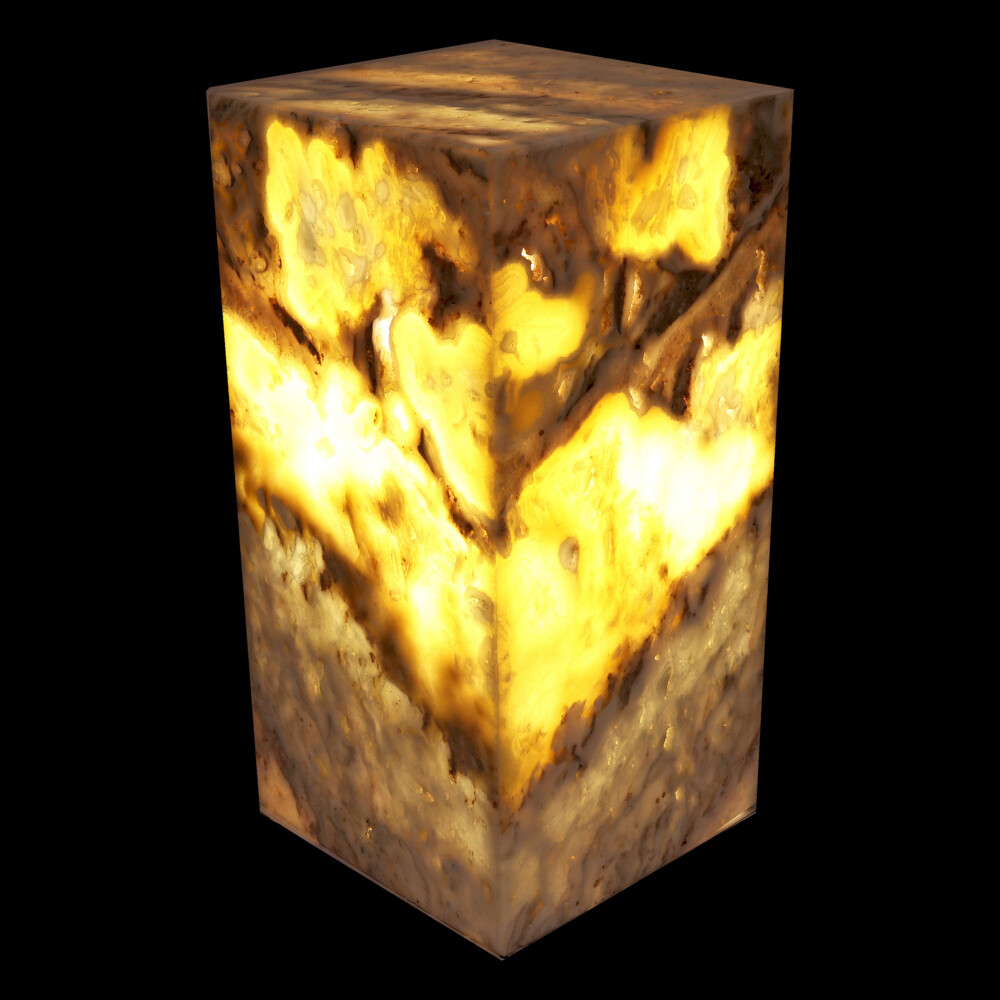<span style="position: initial; margin: initial;"></span><span style="font-family: "EB Garamond"; position: initial; margin: initial;">Onyx Luminary - 6" Sq. X 12" Nacar.</span><div style="position: initial; margin: initial;"><p style="margin: initial; font-variant-numeric: normal; font-variant-east-asian: normal; font-stretch: normal; line-height: normal; font-family: "EB Garamond"; color: rgb(0, 0, 0); position: initial;"><span style="position: initial; margin: initial;"><font style="font-size: 1.2rem; line-height: 22px; position: initial; margin: initial;">Hand-crafted luminaries </font></span><span style="font-size: 1.2rem; position: initial; margin: initial;">are as unique as each Being on earth.</span></p><p style="margin: initial; font-variant-numeric: normal; font-variant-east-asian: normal; font-stretch: normal; line-height: normal; font-family: "EB Garamond"; color: rgb(0, 0, 0); position: initial;"><font style="font-size: 1.2rem; line-height: 22px; position: initial; margin: initial;">Formed of translucent bands of chalcedony and sometimes travertine</font></p><p style="margin: initial; font-variant-numeric: normal; font-variant-east-asian: normal; font-stretch: normal; line-height: normal; color: rgb(38, 38, 38); position: initial;"><font style="font-size: 1.2rem; line-height: 22px; position: initial; margin: initial; font-family: "EB Garamond";">marble, in alternating colors. Onyx consists of fine </font><font style="position: initial; margin: initial; font-family: "EB Garamond";"><span style="font-size: 16.8px; position: initial; margin: initial; font-family: "EB Garamond";">inter-growths</span></font><font style="font-size: 1.2rem; line-height: 22px; position: initial; margin: initial; font-family: "EB Garamond";"> of the</font></p><p style="margin: initial; font-variant-numeric: normal; font-variant-east-asian: normal; font-stretch: normal; line-height: normal; font-family: "EB Garamond"; color: rgb(0, 0, 0); position: initial;"><font style="font-size: 1.2rem; line-height: 22px; position: initial; margin: initial;">silica minerals quartz and morganite. These properties allow the</font></p><p style="margin: initial; font-variant-numeric: normal; font-variant-east-asian: normal; font-stretch: normal; line-height: normal; font-family: "EB Garamond"; color: rgb(0, 0, 0); position: initial;"><font style="font-size: 1.2rem; line-height: 22px; position: initial; margin: initial;">luminaries to glow beautifully from within, providing soothing</font></p><p style="margin: initial; font-variant-numeric: normal; font-variant-east-asian: normal; font-stretch: normal; line-height: normal; font-family: "EB Garamond"; color: rgb(0, 0, 0); position: initial;"><font style="font-size: 1.2rem; line-height: 22px; position: initial; margin: initial;">ambiance. The material is slabbed from one solid boulder, then hand</font></p><p style="margin: initial; font-variant-numeric: normal; font-variant-east-asian: normal; font-stretch: normal; line-height: normal; font-family: "EB Garamond"; color: rgb(0, 0, 0); position: initial;"><font style="font-size: 1.2rem; line-height: 22px; position: initial; margin: initial;">matched for optimal balance and symmetry. The stone is sourced from</font></p><p style="margin: initial; font-variant-numeric: normal; font-variant-east-asian: normal; font-stretch: normal; line-height: normal; font-family: "EB Garamond"; color: rgb(0, 0, 0); position: initial;"><font style="font-size: 1.2rem; line-height: 22px; position: initial; margin: initial;">the Southern Interior Region of Mexico. Invite one into your home</font></p><p style="margin: initial; font-variant-numeric: normal; font-variant-east-asian: normal; font-stretch: normal; line-height: normal; font-family: "EB Garamond"; color: rgb(0, 0, 0); position: initial;"><font style="font-size: 1.2rem; line-height: 22px; position: initial; margin: initial;">today, and experience it for yourself! Perfect lighting for any space.</font></p><p style="margin: initial; font-variant-numeric: normal; font-variant-east-asian: normal; font-stretch: normal; line-height: normal; font-family: "EB Garamond"; color: rgb(0, 0, 0); position: initial;"><font style="font-size: 1.2rem; line-height: 22px; position: initial; margin: initial;">Natural patterns that glow beautifully in any space. </font></p></div> Onyx Luminary - 6" Sq. X 12" Nacar