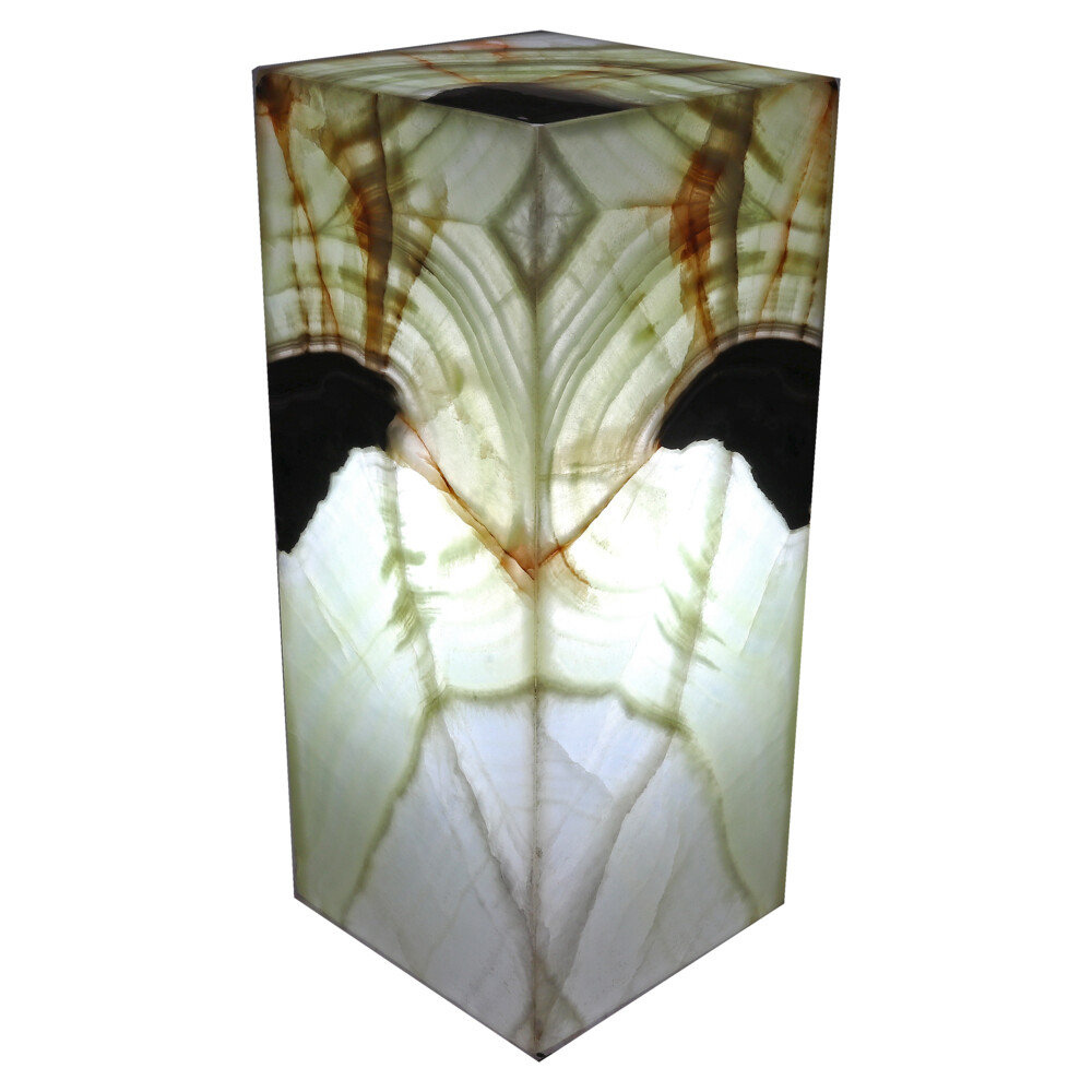 <span style="position: initial; margin: initial;"></span><span style="font-family: "EB Garamond"; position: initial; margin: initial;">Onyx Luminary - 6" Sq. X 13.75" Green.</span><div style="position: initial; margin: initial;"><p style="margin: initial; font-variant-numeric: normal; font-variant-east-asian: normal; font-stretch: normal; line-height: normal; font-family: "EB Garamond"; color: rgb(0, 0, 0); position: initial;"><span style="position: initial; margin: initial;"><font style="font-size: 1.2rem; line-height: 22px; position: initial; margin: initial;">Hand-crafted luminaries </font></span><span style="font-size: 1.2rem; position: initial; margin: initial;">are as unique as each Being on earth.</span></p><p style="margin: initial; font-variant-numeric: normal; font-variant-east-asian: normal; font-stretch: normal; line-height: normal; font-family: "EB Garamond"; color: rgb(0, 0, 0); position: initial;"><font style="font-size: 1.2rem; line-height: 22px; position: initial; margin: initial;">Formed of translucent bands of chalcedony and sometimes travertine</font></p><p style="margin: initial; font-variant-numeric: normal; font-variant-east-asian: normal; font-stretch: normal; line-height: normal; color: rgb(38, 38, 38); position: initial;"><font style="font-size: 1.2rem; line-height: 22px; position: initial; margin: initial; font-family: "EB Garamond";">marble, in alternating colors. Onyx consists of fine </font><font style="position: initial; margin: initial; font-family: "EB Garamond";"><span style="font-size: 16.8px; position: initial; margin: initial; font-family: "EB Garamond";">inter-growths</span></font><font style="font-size: 1.2rem; line-height: 22px; position: initial; margin: initial; font-family: "EB Garamond";"> of the</font></p><p style="margin: initial; font-variant-numeric: normal; font-variant-east-asian: normal; font-stretch: normal; line-height: normal; font-family: "EB Garamond"; color: rgb(0, 0, 0); position: initial;"><font style="font-size: 1.2rem; line-height: 22px; position: initial; margin: initial;">silica minerals quartz and morganite. These properties allow the</font></p><p style="margin: initial; font-variant-numeric: normal; font-variant-east-asian: normal; font-stretch: normal; line-height: normal; font-family: "EB Garamond"; color: rgb(0, 0, 0); position: initial;"><font style="font-size: 1.2rem; line-height: 22px; position: initial; margin: initial;">luminaries to glow beautifully from within, providing soothing</font></p><p style="margin: initial; font-variant-numeric: normal; font-variant-east-asian: normal; font-stretch: normal; line-height: normal; font-family: "EB Garamond"; color: rgb(0, 0, 0); position: initial;"><font style="font-size: 1.2rem; line-height: 22px; position: initial; margin: initial;">ambiance. The material is slabbed from one solid boulder, then hand</font></p><p style="margin: initial; font-variant-numeric: normal; font-variant-east-asian: normal; font-stretch: normal; line-height: normal; font-family: "EB Garamond"; color: rgb(0, 0, 0); position: initial;"><font style="font-size: 1.2rem; line-height: 22px; position: initial; margin: initial;">matched for optimal balance and symmetry. The stone is sourced from</font></p><p style="margin: initial; font-variant-numeric: normal; font-variant-east-asian: normal; font-stretch: normal; line-height: normal; font-family: "EB Garamond"; color: rgb(0, 0, 0); position: initial;"><font style="font-size: 1.2rem; line-height: 22px; position: initial; margin: initial;">the Southern Interior Region of Mexico. Invite one into your home</font></p><p style="margin: initial; font-variant-numeric: normal; font-variant-east-asian: normal; font-stretch: normal; line-height: normal; font-family: "EB Garamond"; color: rgb(0, 0, 0); position: initial;"><font style="font-size: 1.2rem; line-height: 22px; position: initial; margin: initial;">today, and experience it for yourself! Perfect lighting for any space.</font></p><p style="margin: initial; font-variant-numeric: normal; font-variant-east-asian: normal; font-stretch: normal; line-height: normal; font-family: "EB Garamond"; color: rgb(0, 0, 0); position: initial;"><span style="font-size: 16.8px;">Natural art with a relaxing glow.</span></p></div> Onyx Luminary - 6" Sq. X 13.75" Green