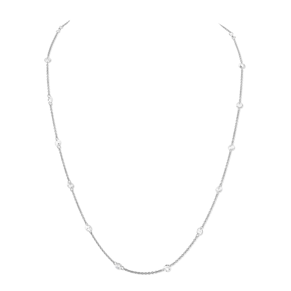<span style="font-size: 16.8px; position: initial; margin: initial;">SLOANE STREET'S MUST HAVE DIAMOND CHAIN. THIS 18K GOLD DIAMOND CHAIN WILL HAVE YOU WONDERING HOW YOU EVER LIVED WITHOUT IT. THE 25 ALTERNATING ROSE-CUT DIAMONDS IN TWO SIZES 3.5MM AND 4.5MM ELEGANTLY FLOAT ON YOUR NECK FOR THE PERFECT AMOUNT OF SPARKLE ON A CLASSIC 18” BOSTON CHAIN WITH 16” JUMP RING AND LOBSTER CLASP CLOSURE. WHETHER LOUNGING IN SWEATPANTS, HEADED TO YOGA OR OUT FOR A NIGHT ON THE TOWN, THIS EFFORTLESSLY CHIC CHAIN IS AN ESSENTIAL IN ANY JEWELRY WARDROBE. COMFORTABLE ENOUGH TO NEVER TAKE OFF AND LAYERS PERFECTLY WITH ANY PENDANT OR LONG CHAIN.</span> Floating Rosecut Diamond Chain