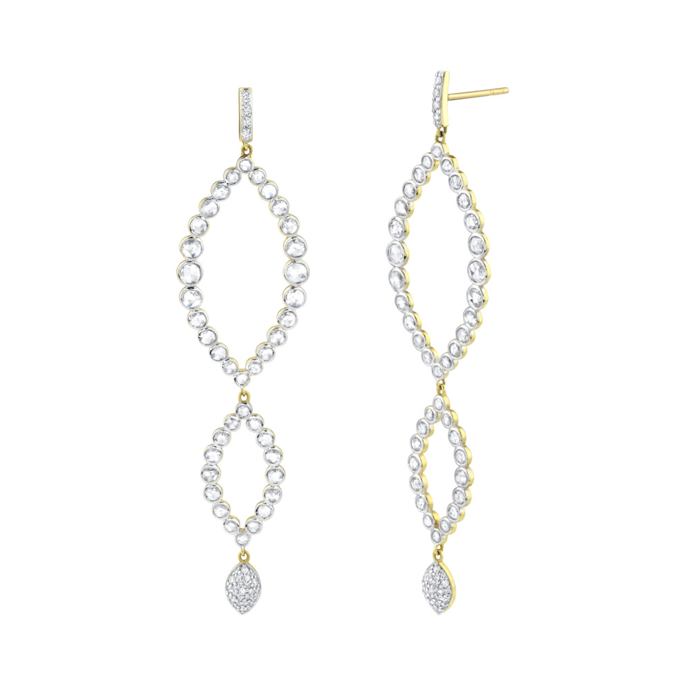 Image 2 for Triple Marquise Rosecut Diamond Earrings
