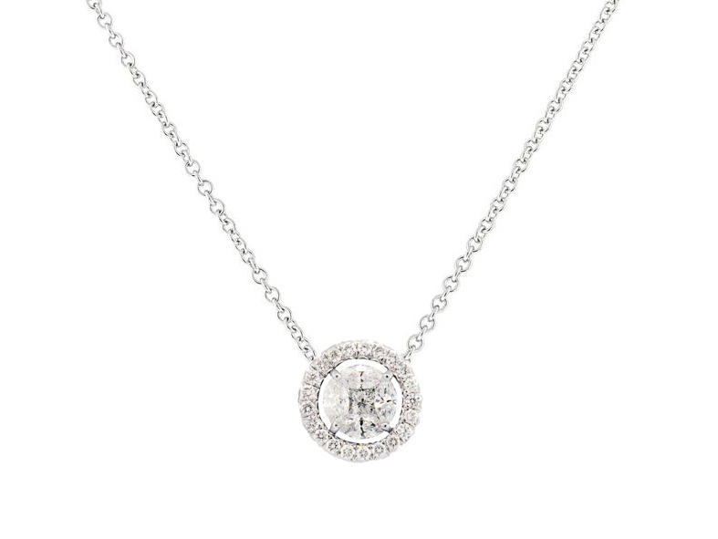 <span style="font-size: 16.8px; position: initial; margin: initial;">SLOANE STREET ILLUSION PAVE DIAMOND PENDANT IN 18K WHITE GOLD GIVES THE LOOK OF A FULL CUT DIAMOND BUT AT A FRACTION OF THE COST. THIS STUNNING PENDANT FEATURES A GORGEOUS CLUSTER OF PRECISION CUT MARQUISE DIAMONDS CAREFULLY PLACED AROUND A PRINCESS CUT DIAMOND WITH A TOTAL DIAMETER (NOT INCLUDING HALO) OF A FULL CARAT WITH A BEAUTIFUL FLOATING DIAMOND HALO THAT SEAMLESSLY SLIDES ON A 16” BOSTON CHAIN.</span> Marquis Diamond Pendant With Diamond Halo