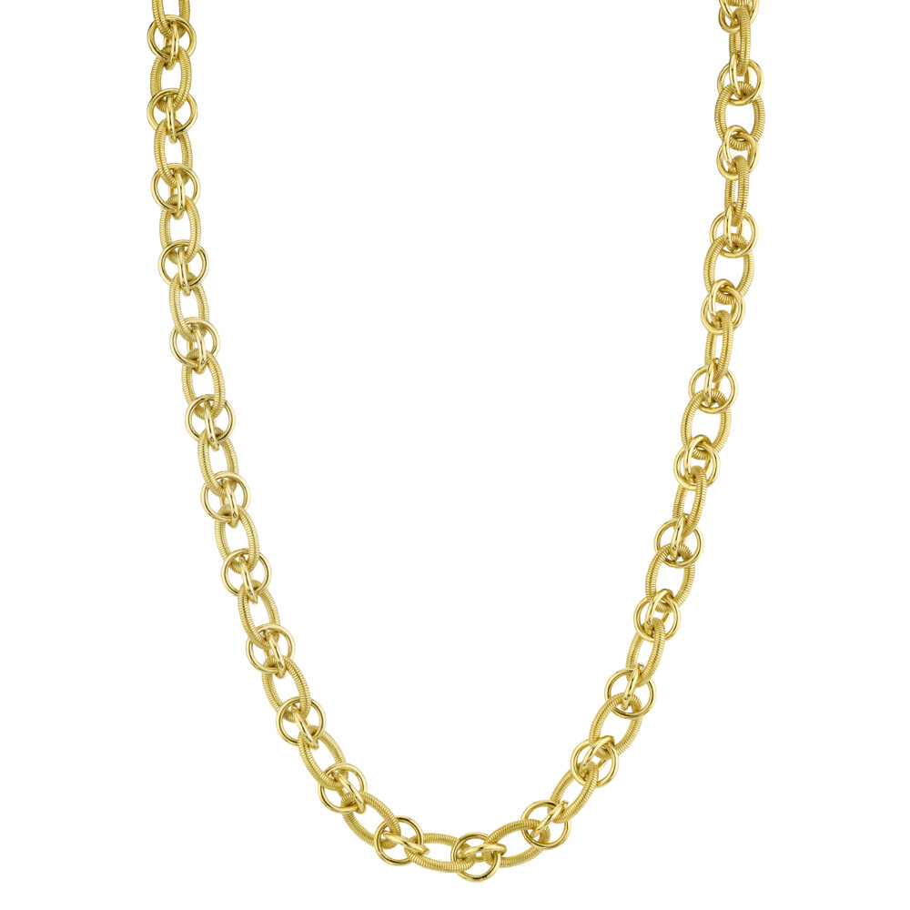 <span style="font-size: 16.8px; position: initial; margin: initial;">SIGNATURE SLOANE STREET OVAL STRIE LINK CHAIN IN 18K YELLOW GOLD WITH HI-POLISH DOUBLE LINK DETAILS AND STRIE TOGGLE CLOSURE IS AN UPDATED TAKE ON A CLASSIC TREND THAT WILL SURLY BE IN YOUR WARDROBE FOR YEARS TO COME. WEAR AT 22" TO LAYER WITH OTHER PIECES OR LINK IT CLOSER TO THE NECK FOR A CLASSIC YET ON TREND COLLAR. </span> Strie And Hi Polish Link Chain