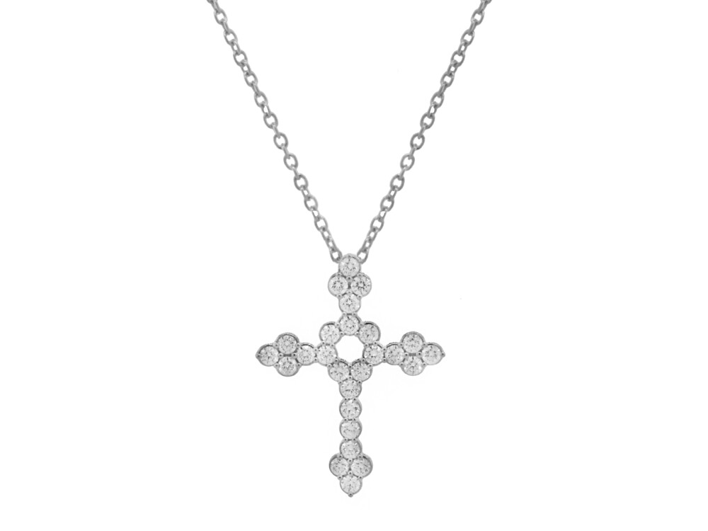 SLOANE STREET SIGNATURE MEDIUM CROSS FEATURES 26 BRILLIANT WHITE DIAMONDS IN 18K WHITE GOLD. INSPIRED BY DESIGNER, FRANCES’, TRIP TO JERUSALEM IN 2015, WHERE SHE WAS INFLUENCED BY THE MANY DIFFERENT TYPES OF CROSSES WHICH ULTIMATELY MANIFESTED INTO THIS ICONIC SLOANE STREET SIGNATURE CROSS. AVAILABLE IN 3 DIFFERENT SIZES. Pave Diamond Medium Cross Pendant