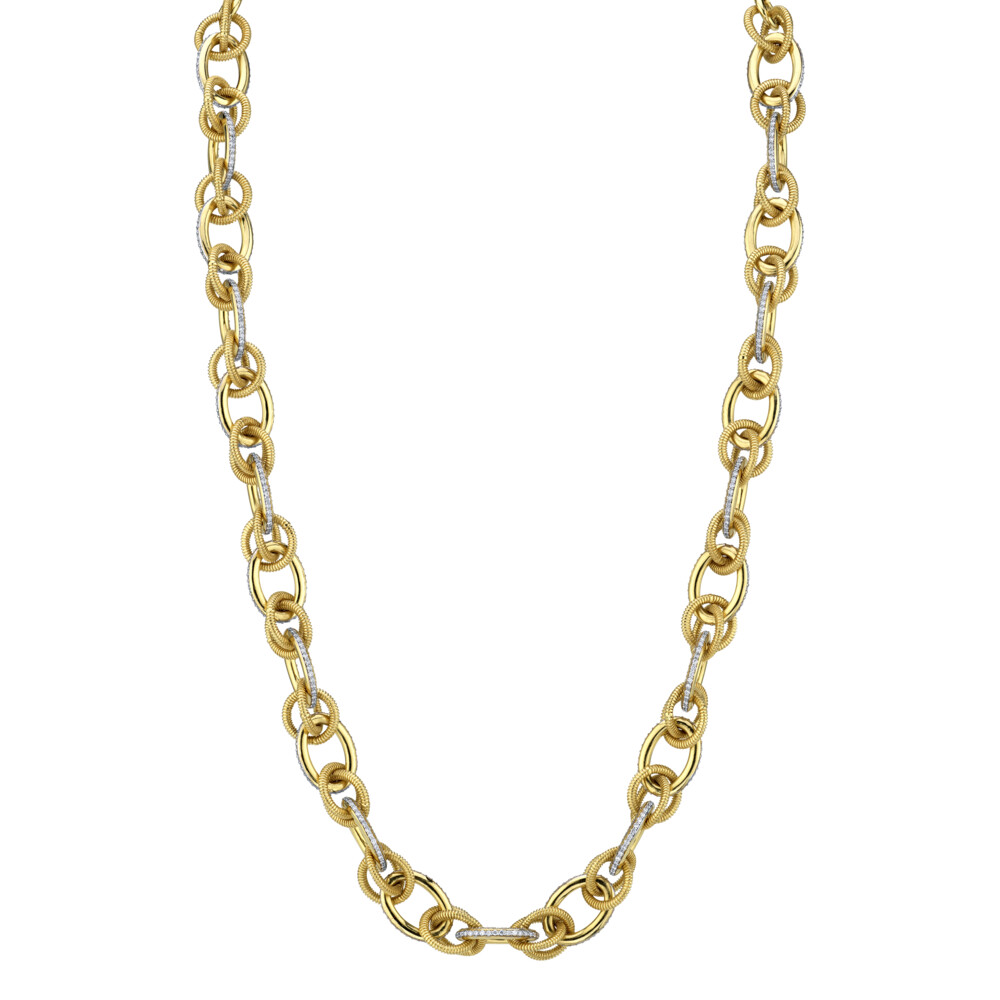 Image 2 for Pave Diamond And Strie Link Chain
