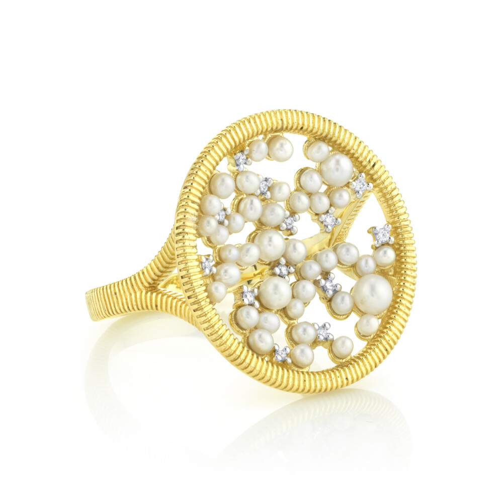 Image 2 for Celestial Seed Pearl And Diamond Ring