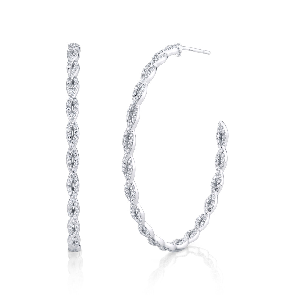 Image 2 for Pave Diamond Braided Large Hoop Earrings